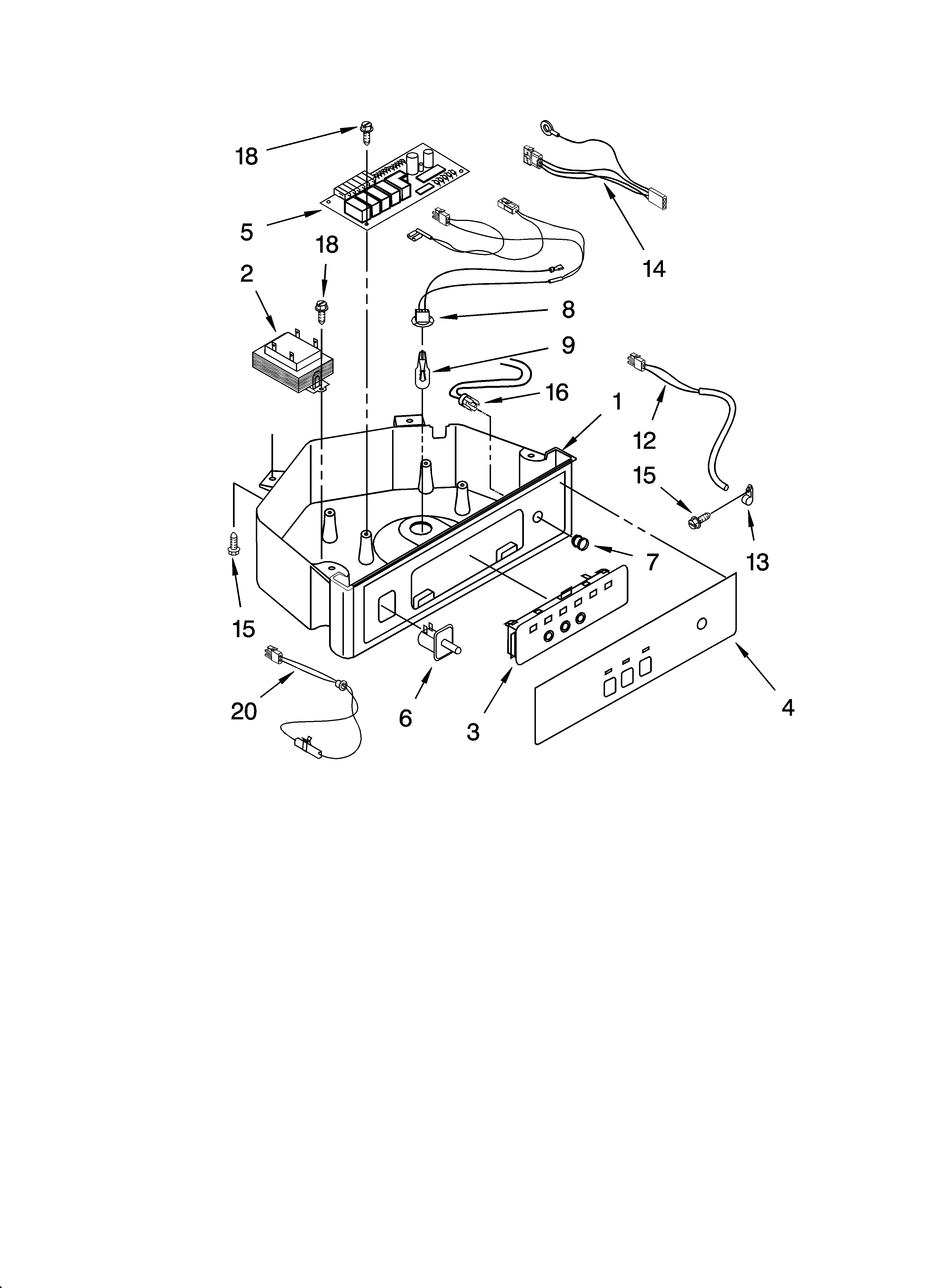 KitchenAid KUIS18NNJW5 control panel parts diagram