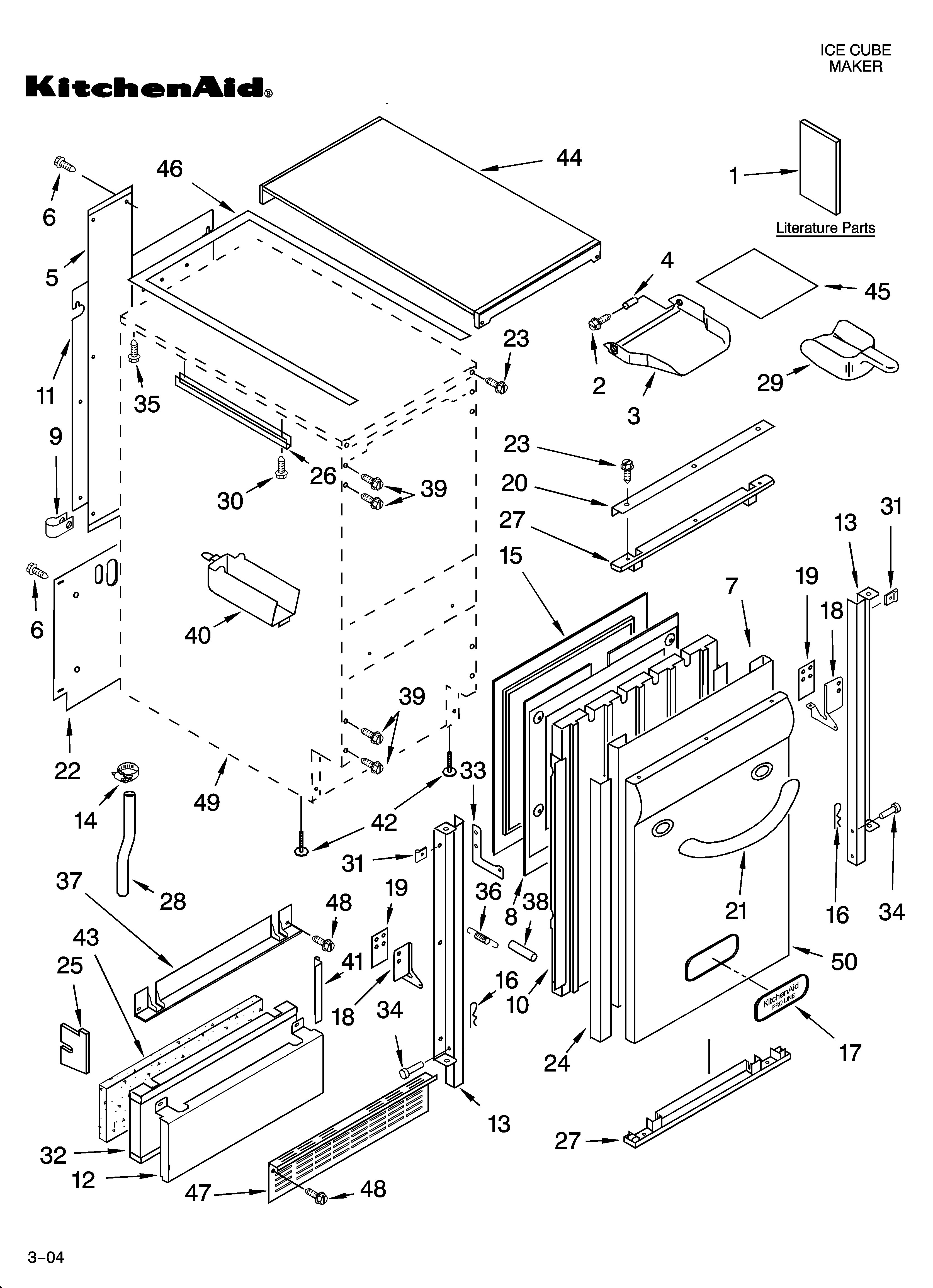 KitchenAid KUIV18NNMS1 cabinet liner and door parts diagram