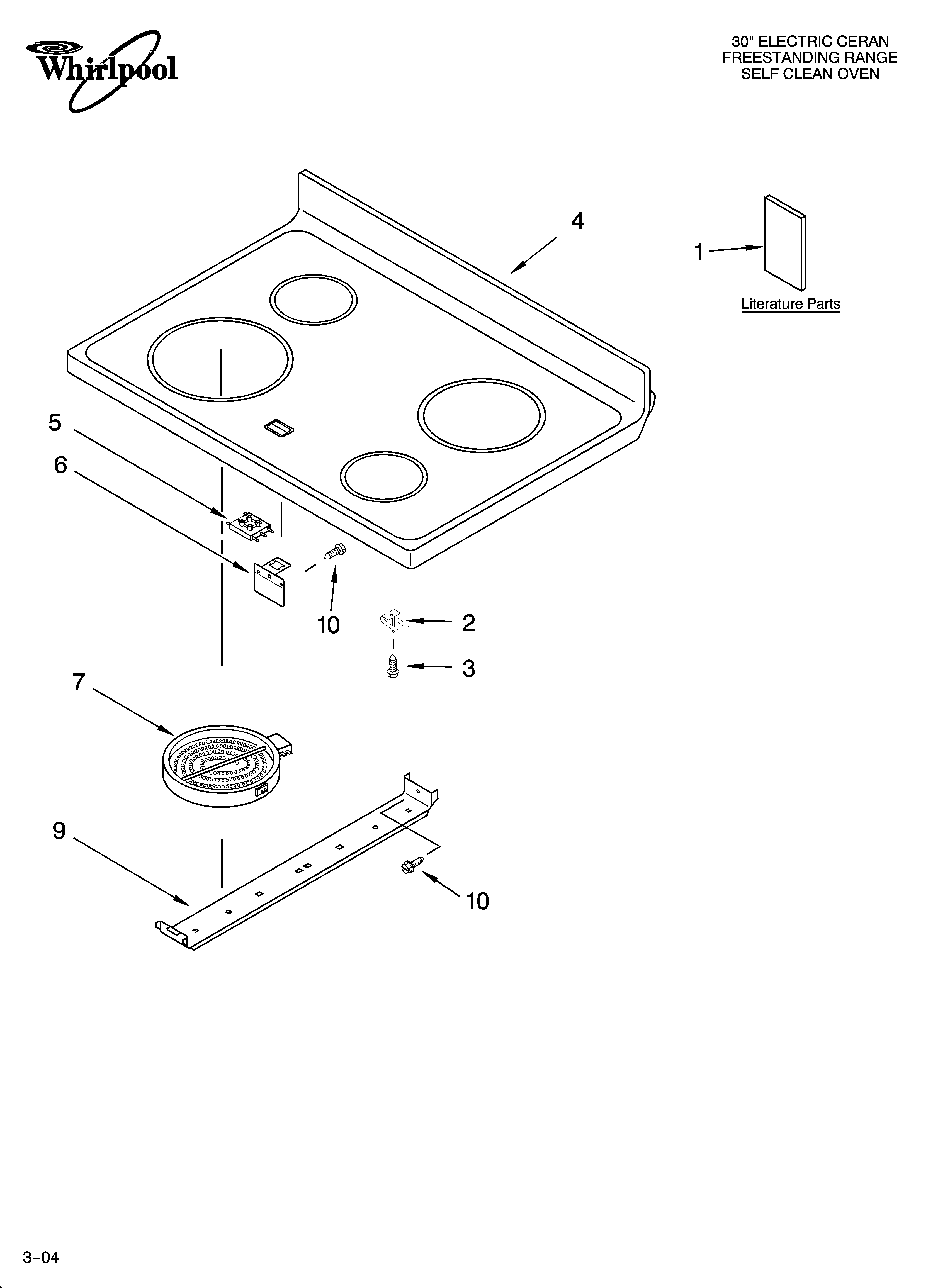 Whirlpool RF364LXMT0 cooktop parts diagram