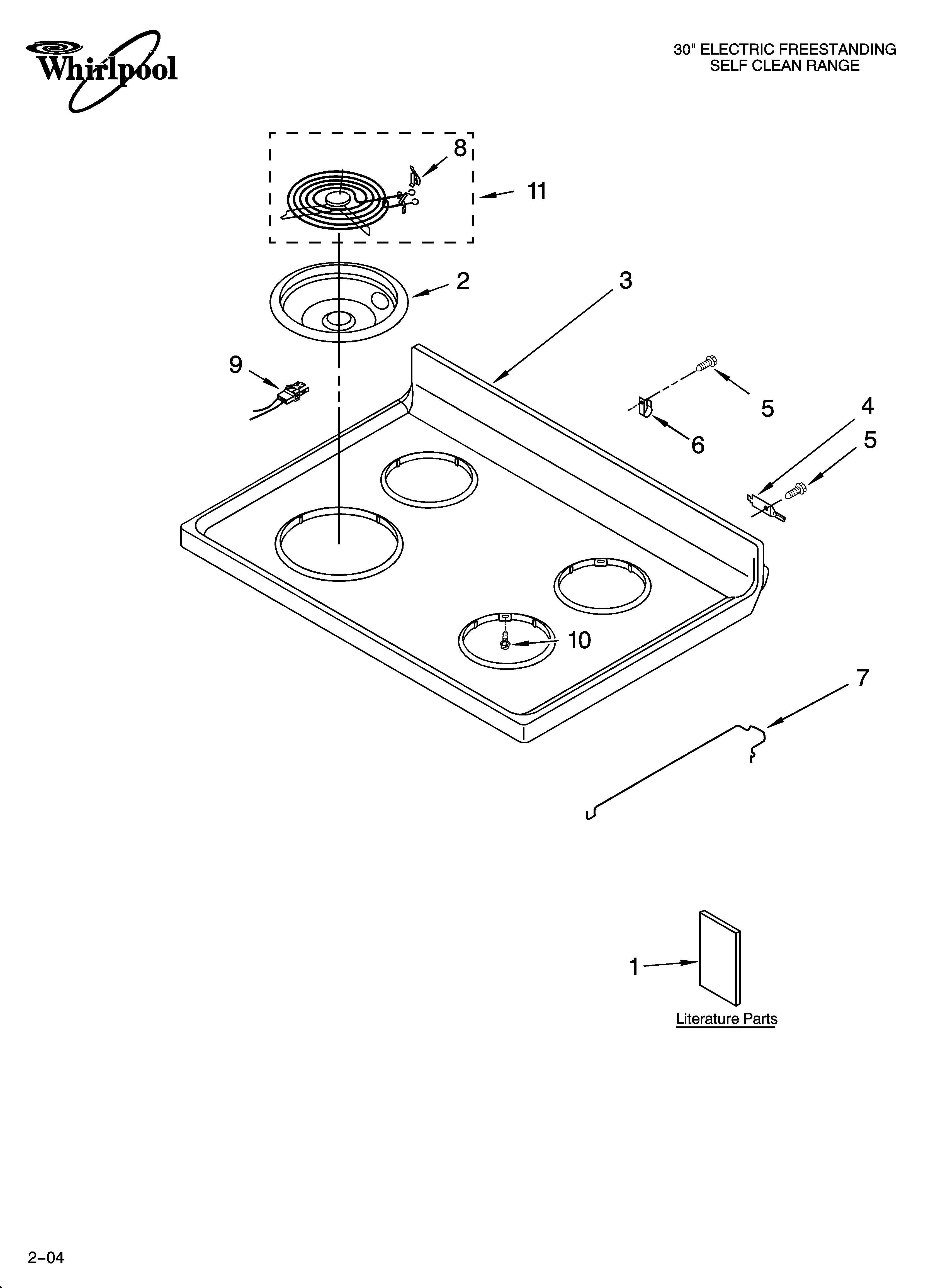 Whirlpool RF379LXMT0 cooktop parts diagram