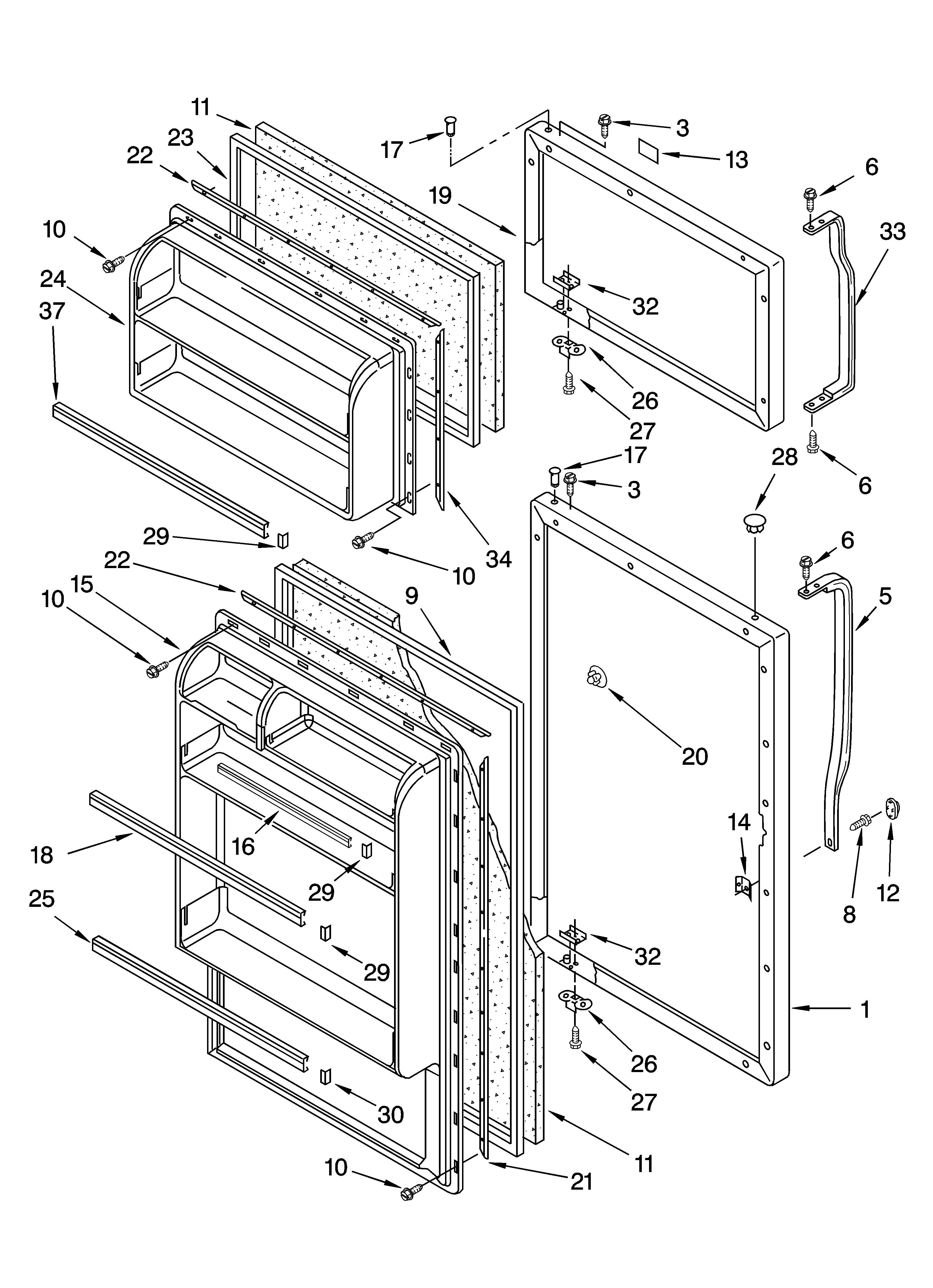 Roper RT14HDXPQ00 door parts diagram