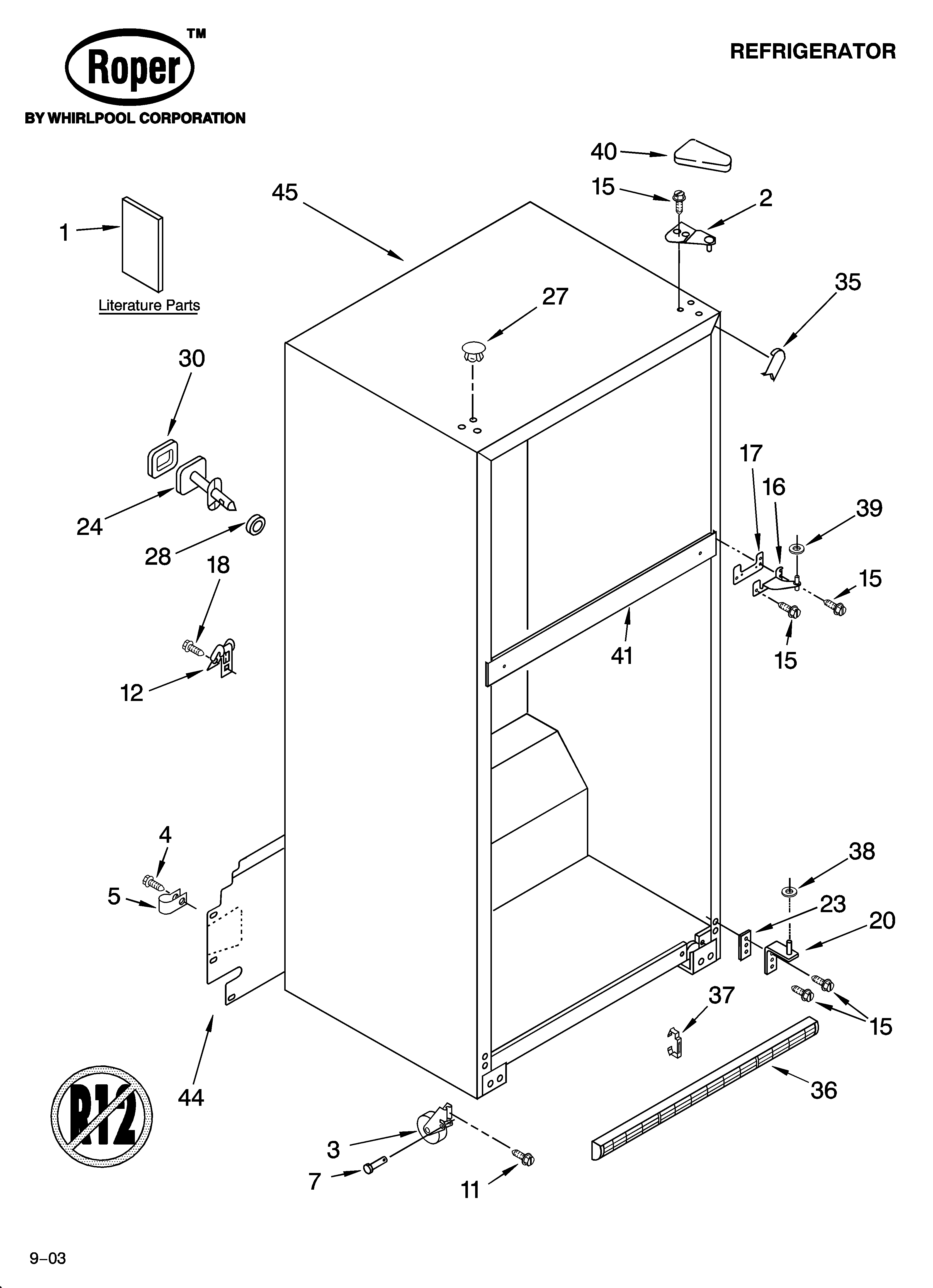Roper RT21SKXLQ02 cabinet parts diagram