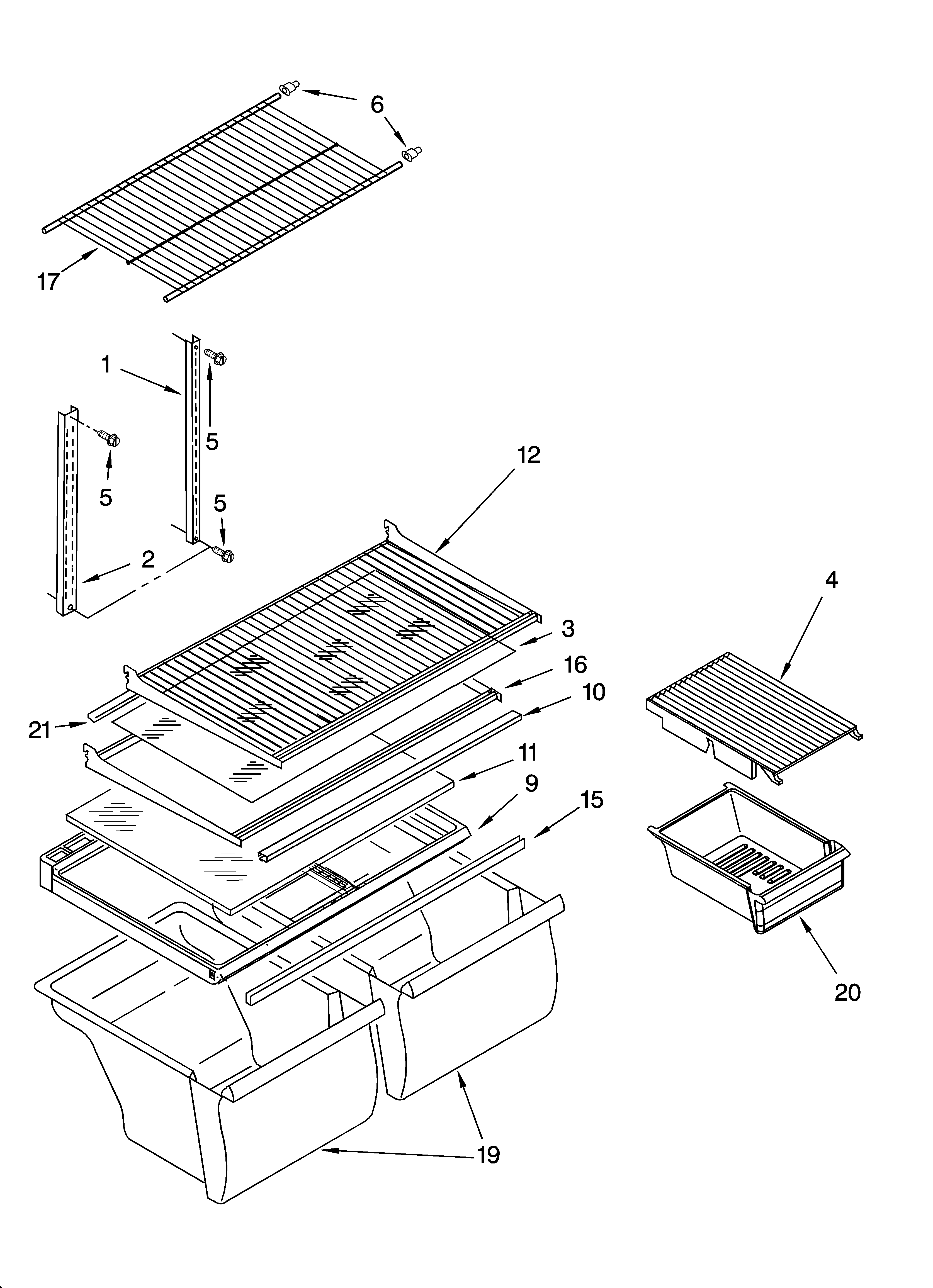 Roper RT21SKXLQ02 shelf parts diagram