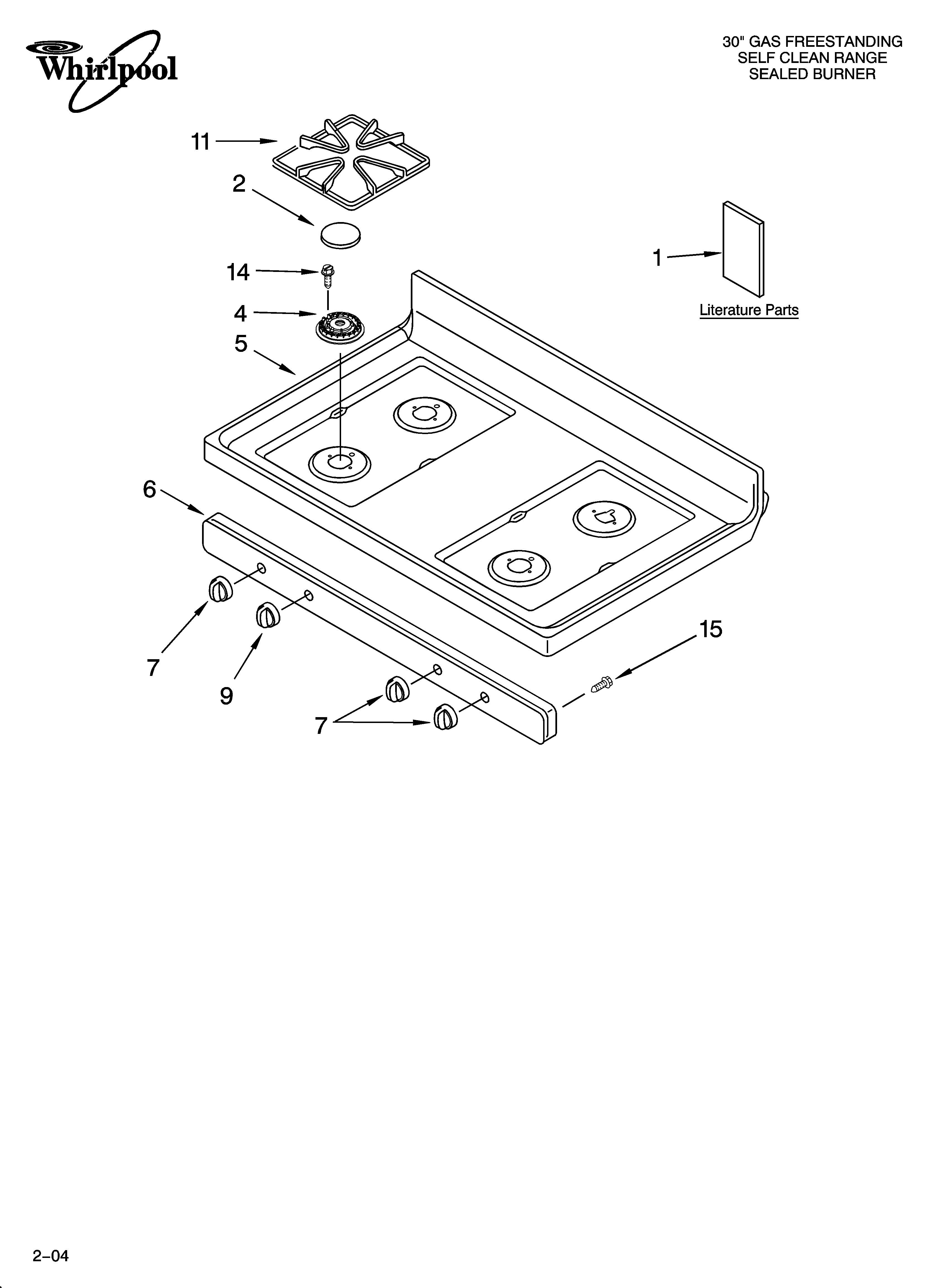 Whirlpool SF367LEMQ1 cooktop parts diagram