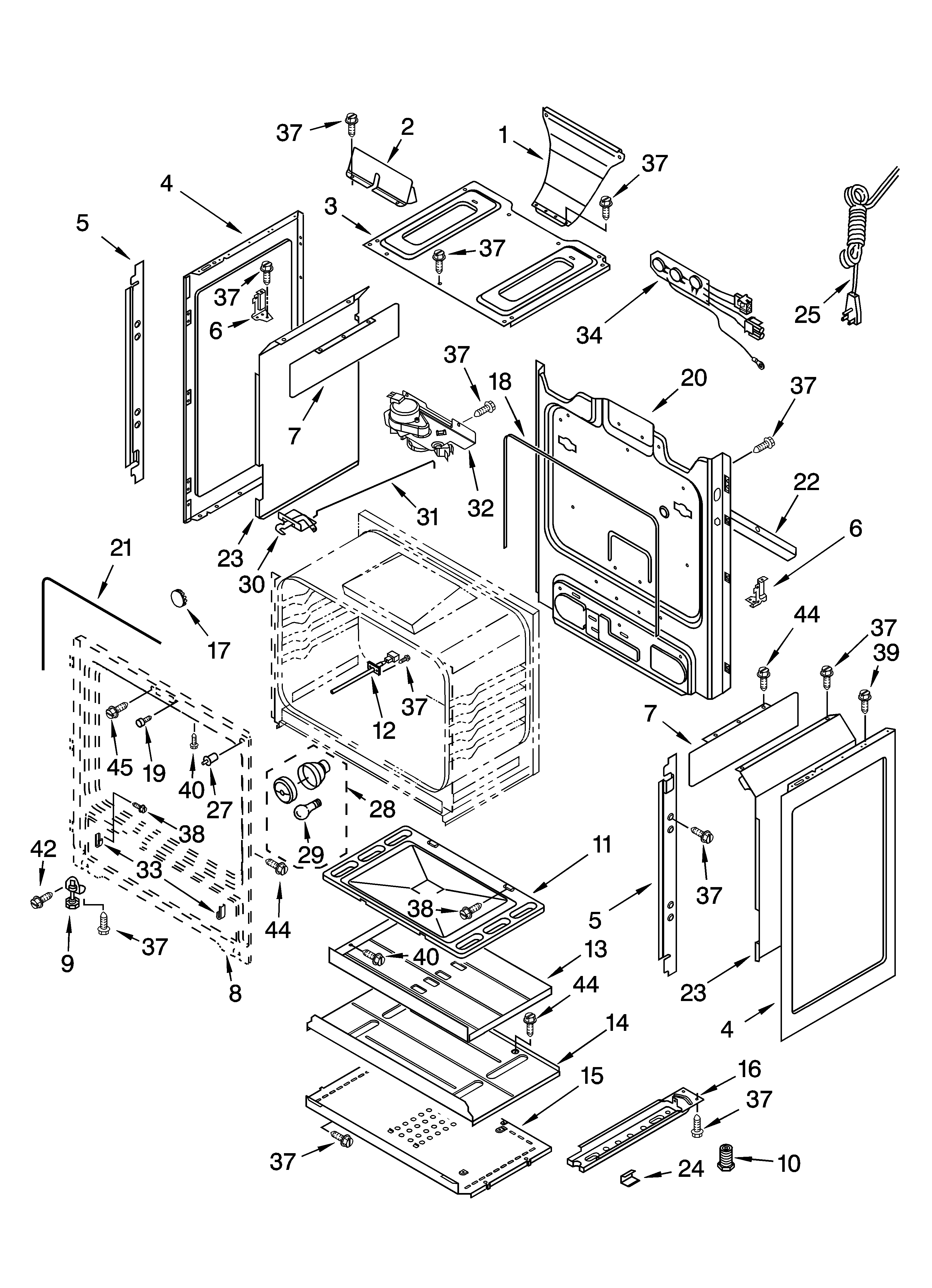 Whirlpool SF367LEMQ1 chassis parts diagram