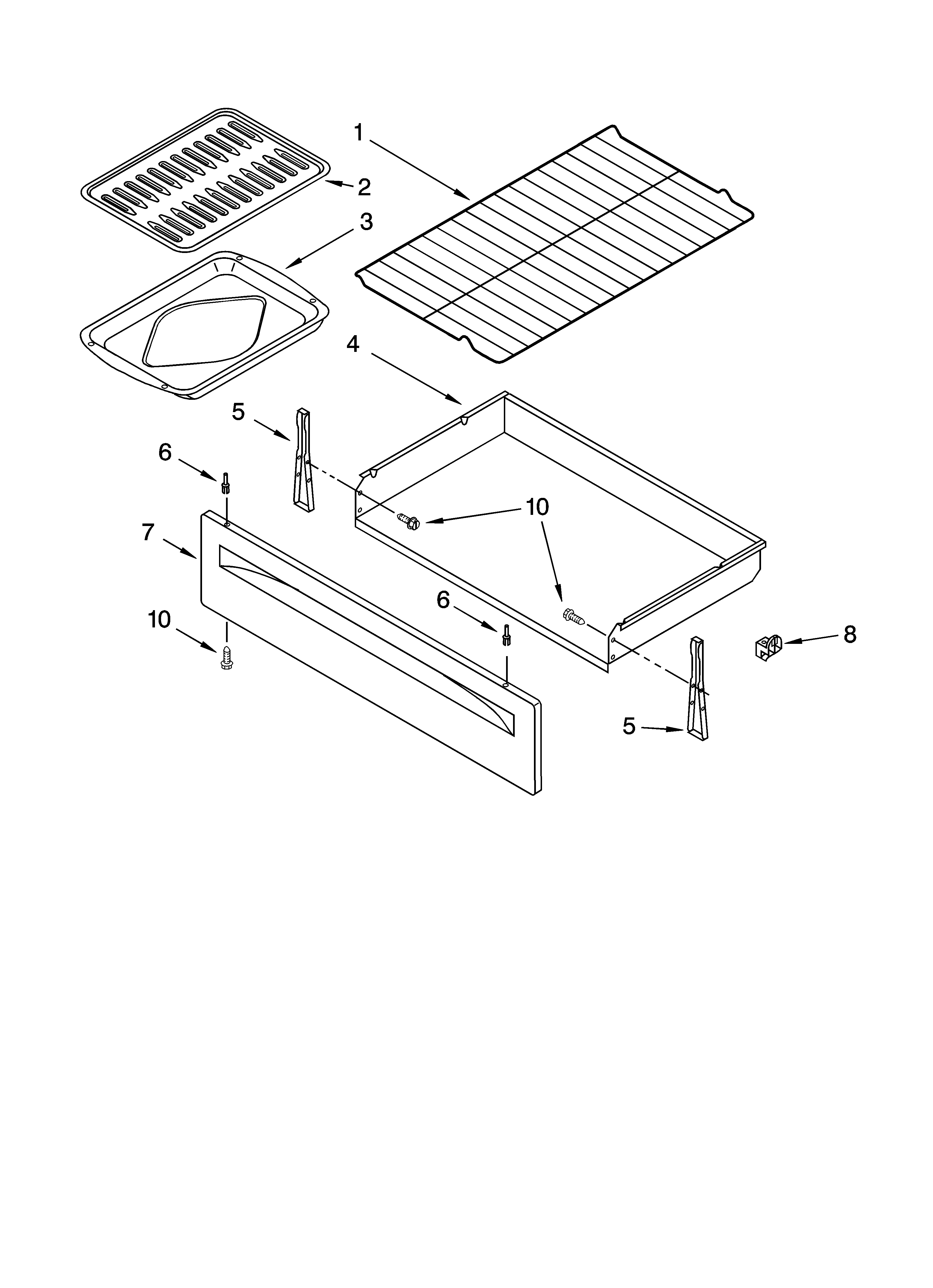 Whirlpool SF367LEMQ1 drawer & broiler parts diagram