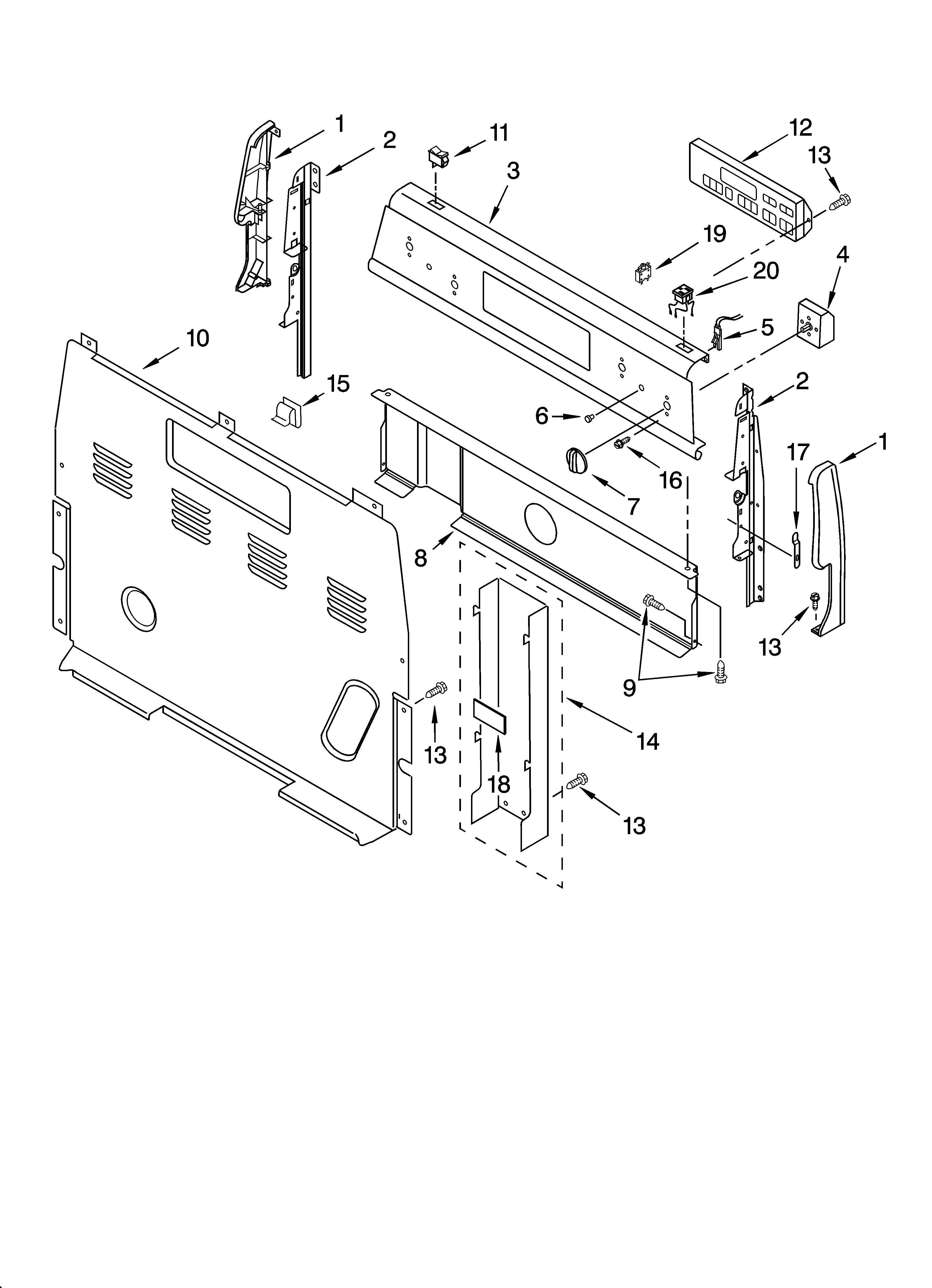 Whirlpool WERE3000PQ0 control panel parts diagram