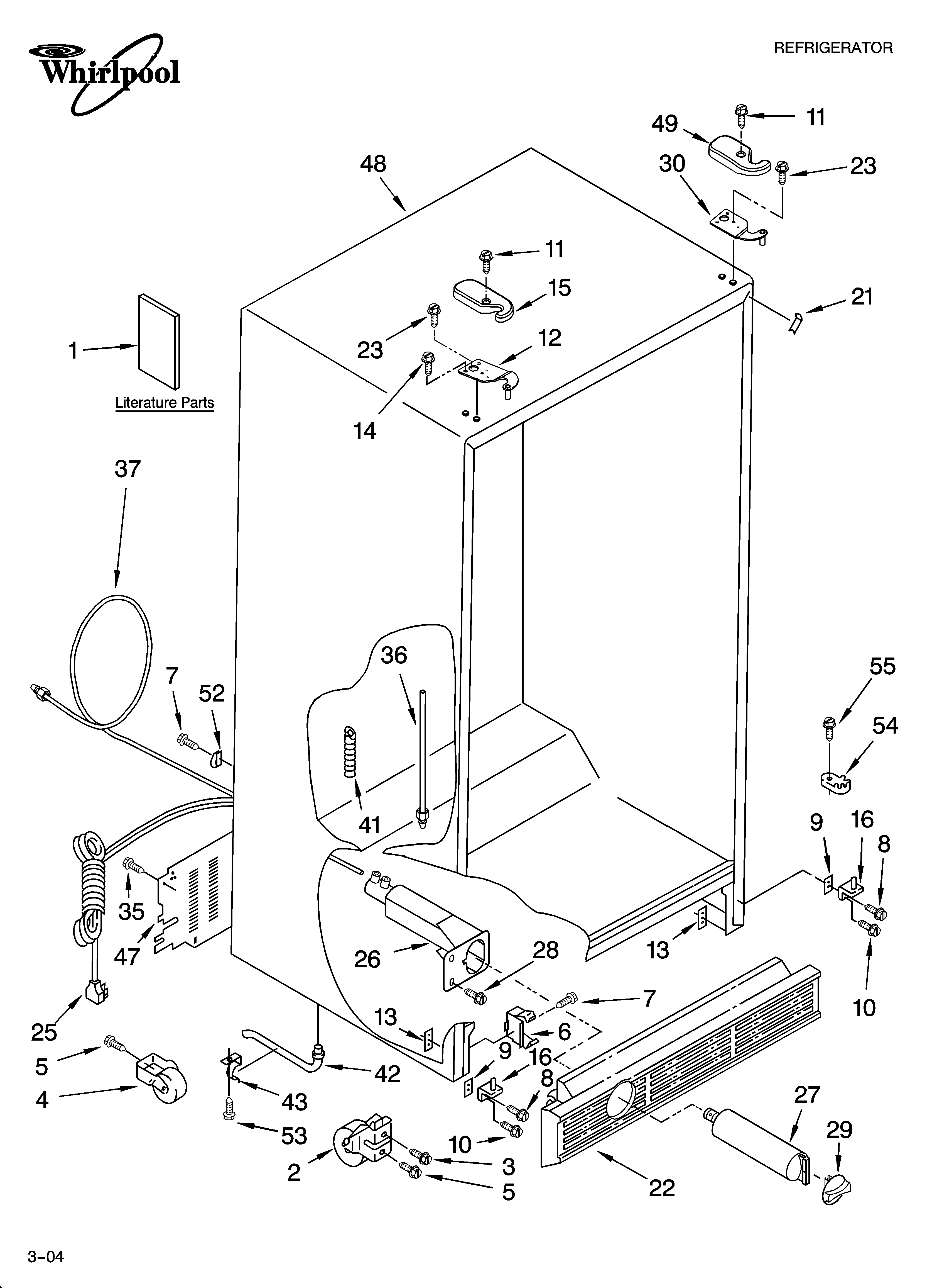 Whirlpool 6GD25DCXHS04 cabinet parts diagram