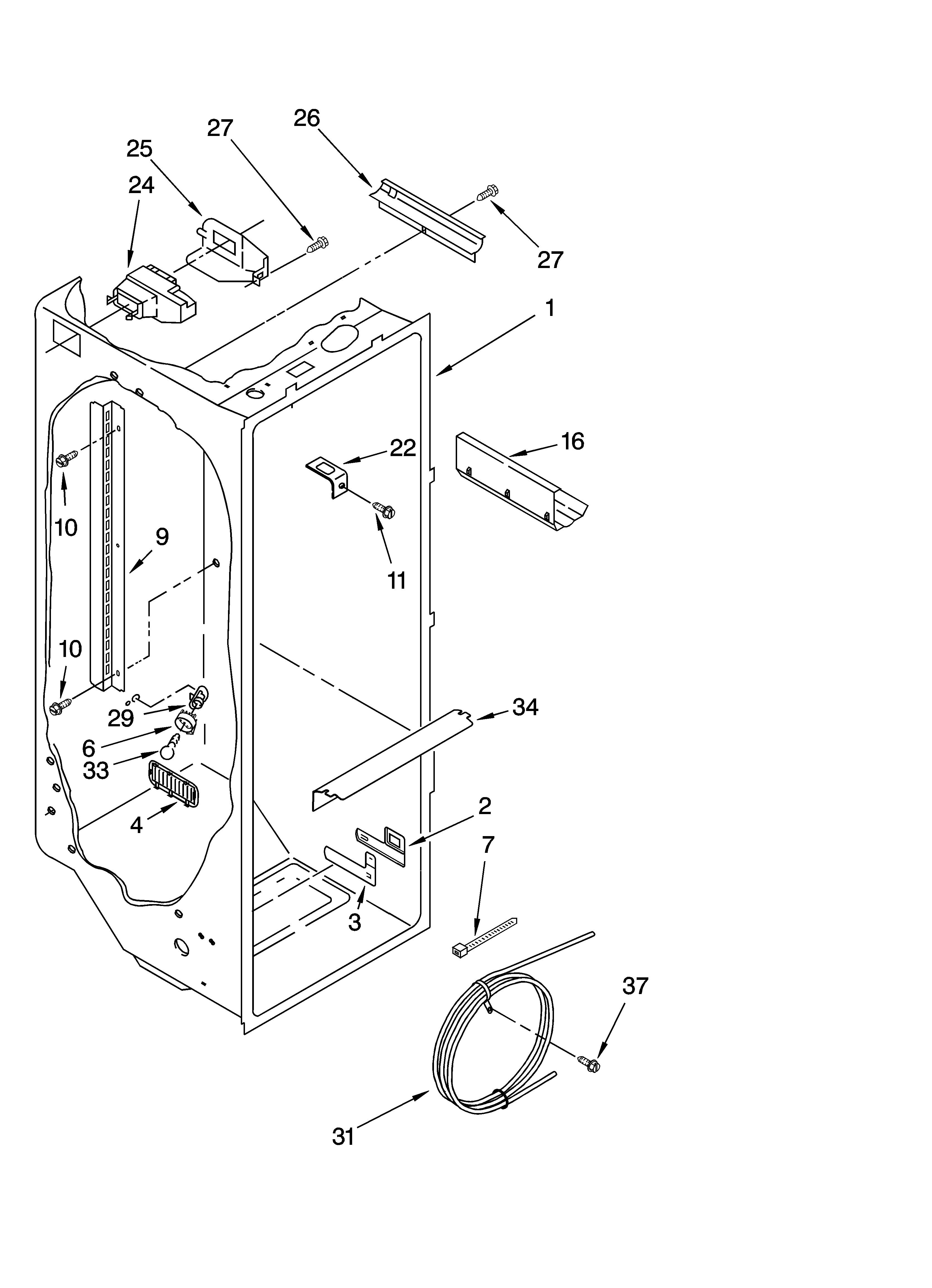 Whirlpool 6GD25DCXHS04 refrigerator liner parts diagram