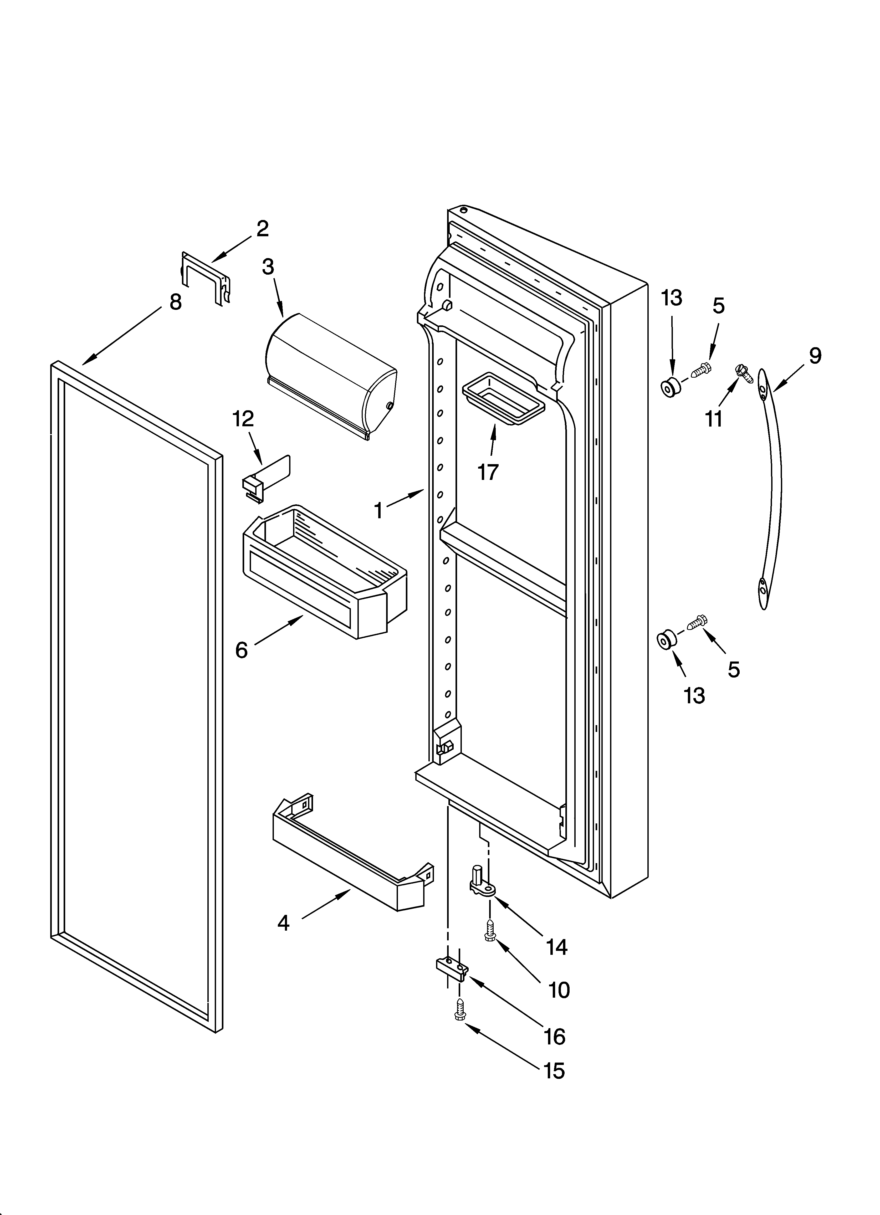 Whirlpool 6GD25DCXHS04 refrigerator door parts diagram