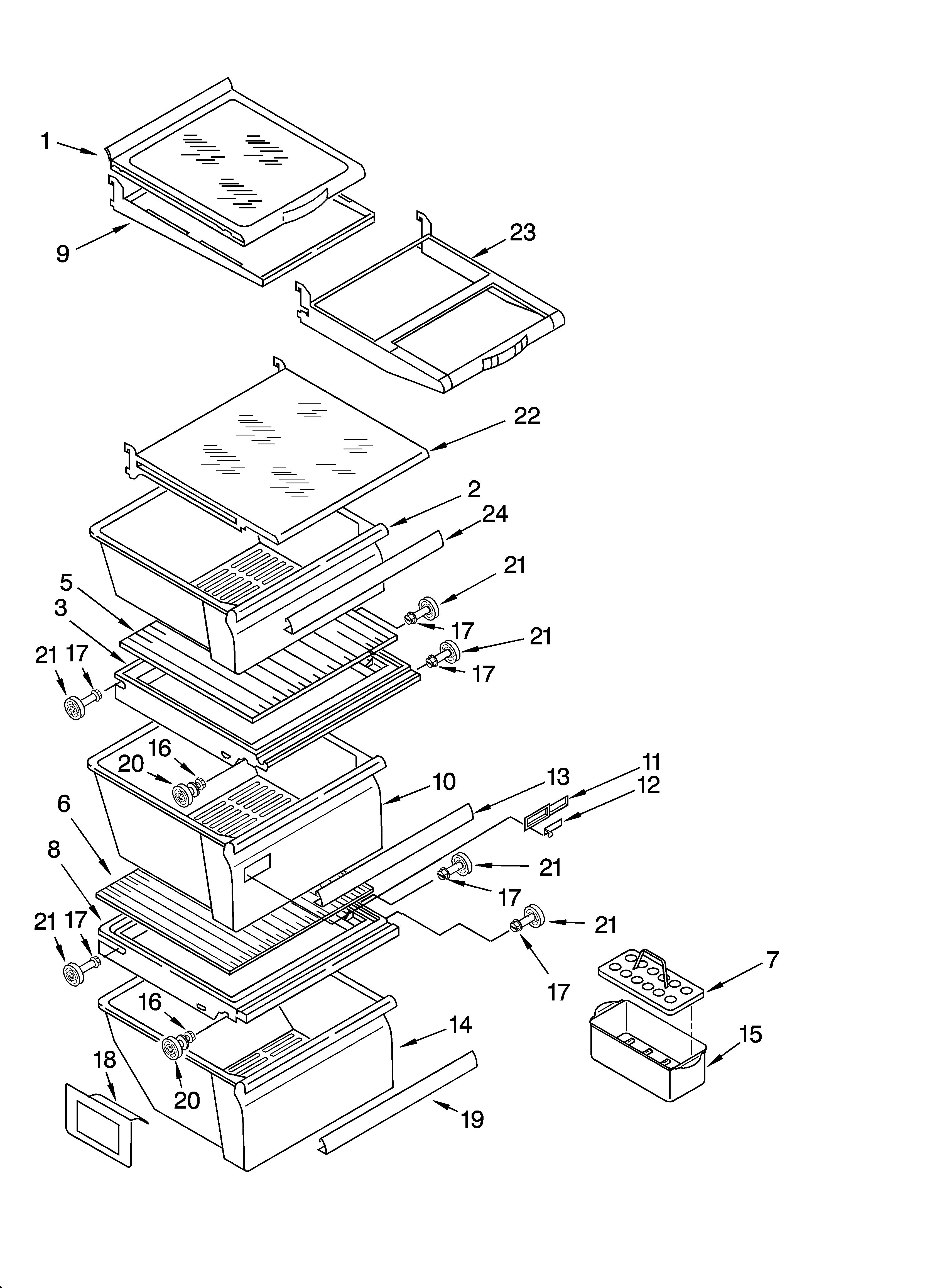 Whirlpool 6GD25DCXHW05 refrigerator shelf parts diagram