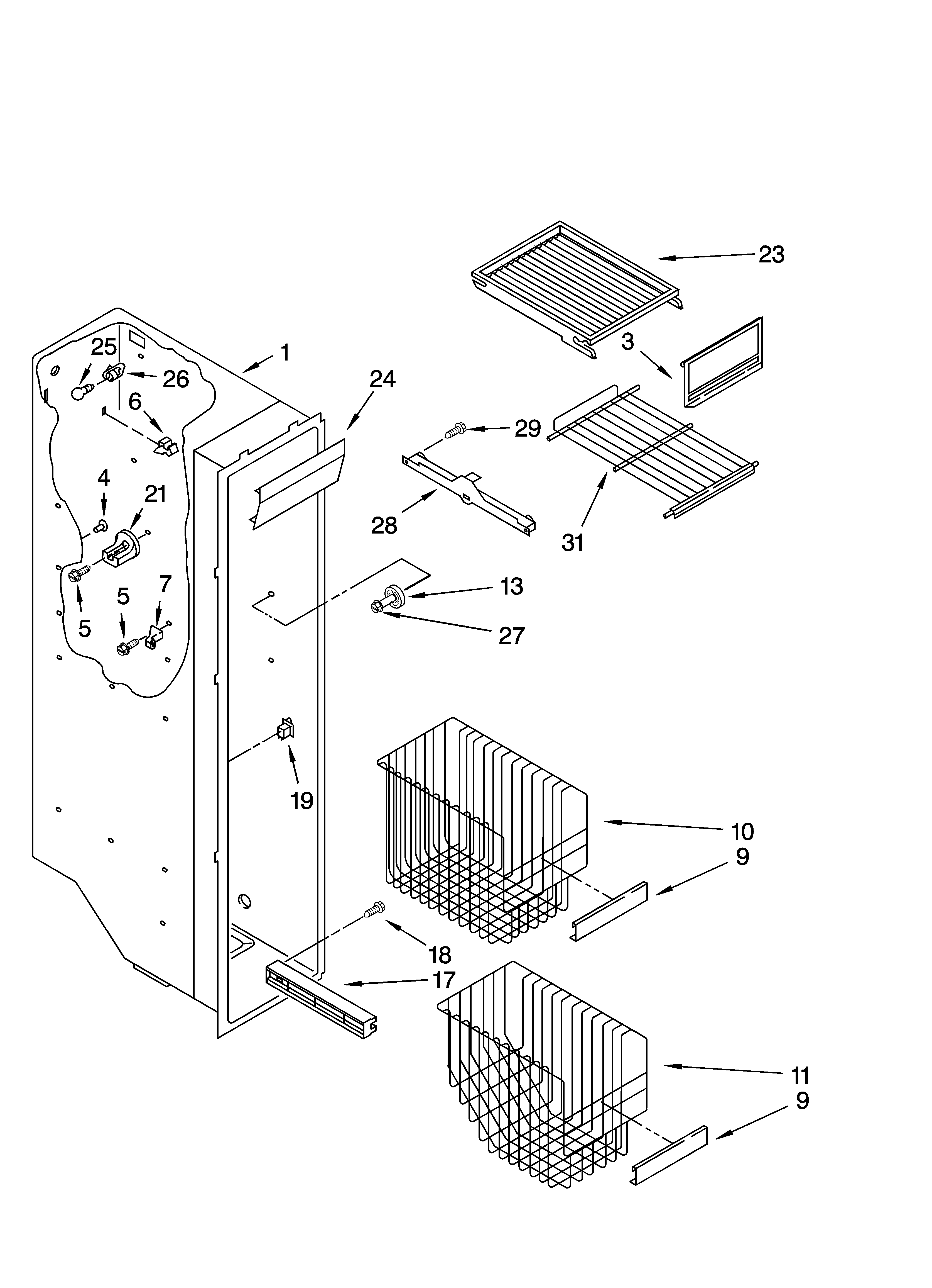 Whirlpool 6GD25DCXHW05 freezer liner parts diagram