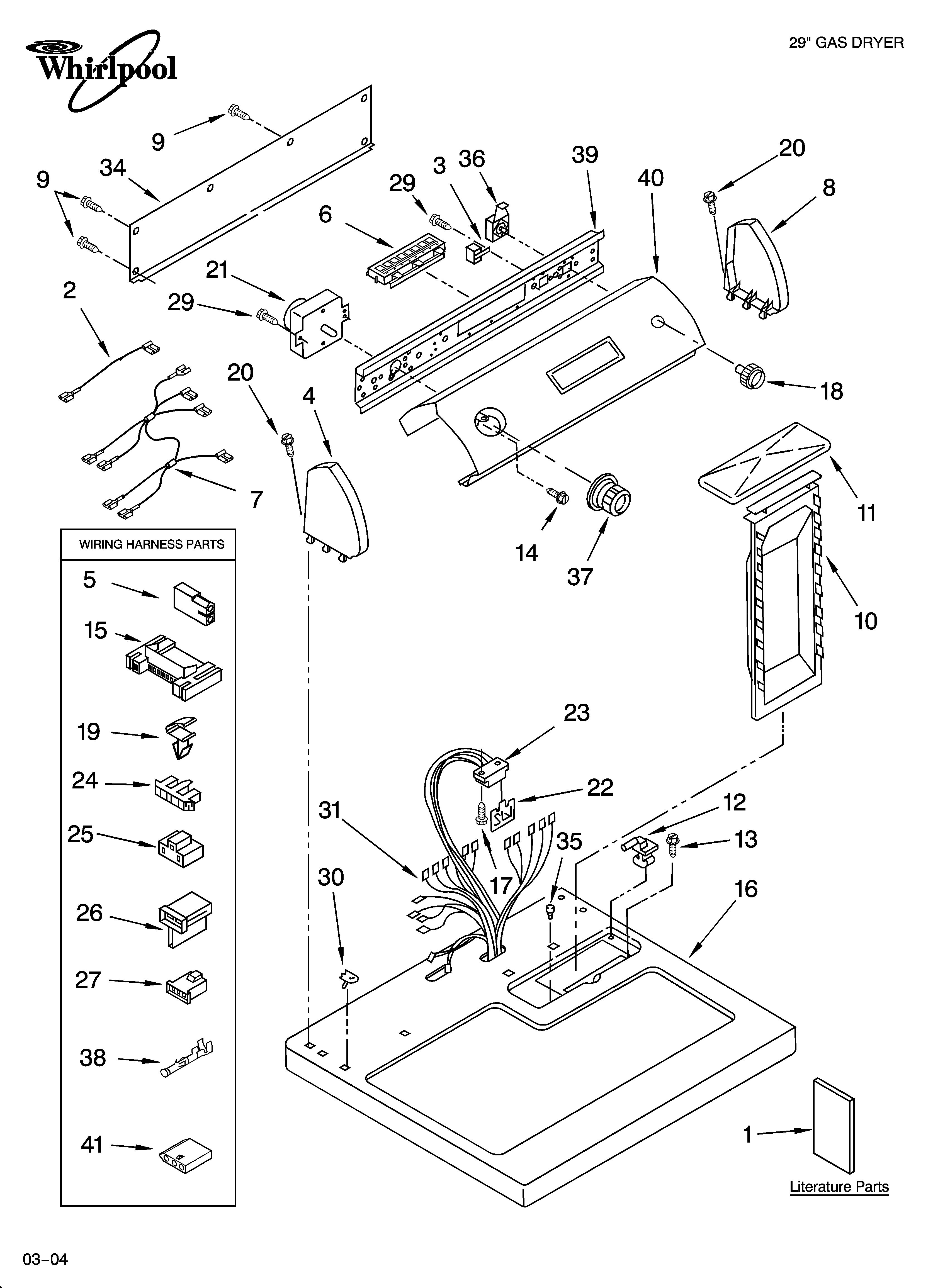 Whirlpool 7MLGC9545JQ5 top and console parts diagram
