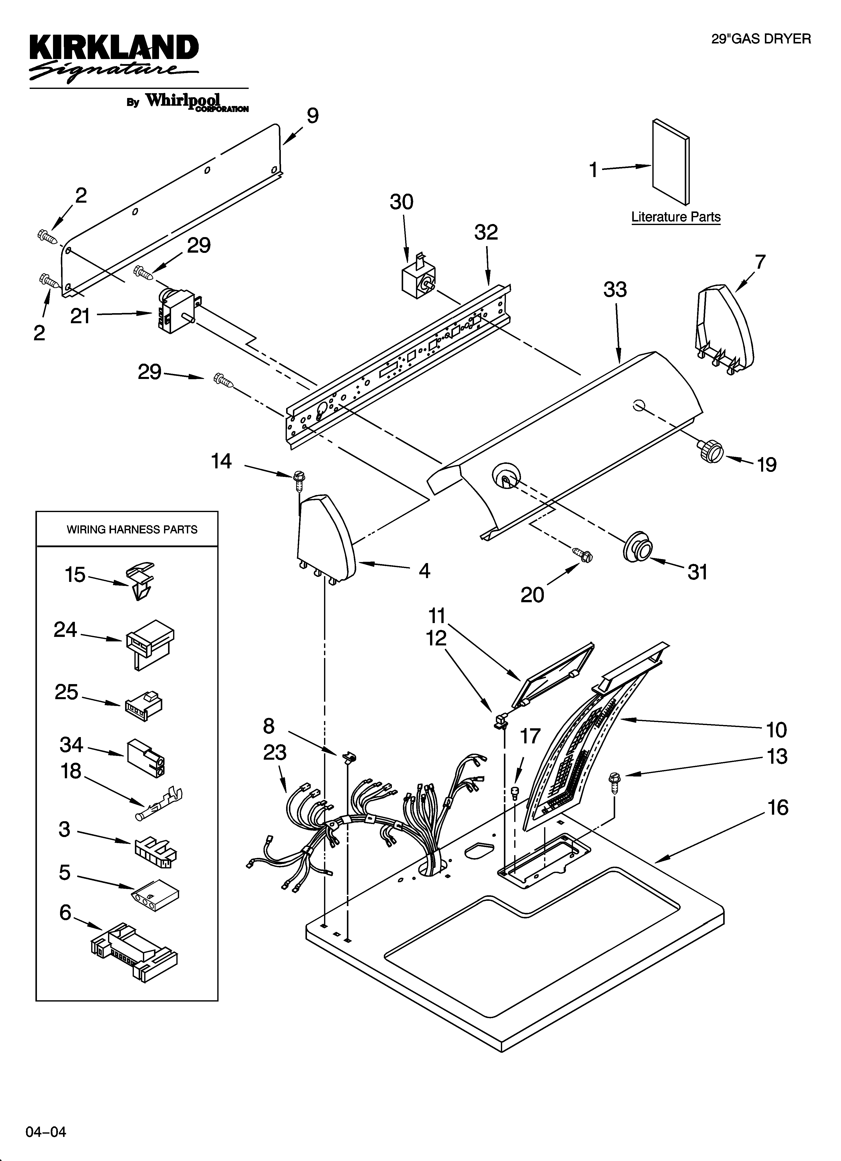 Kirkland 7MSGDX600MQ1 top and console parts diagram