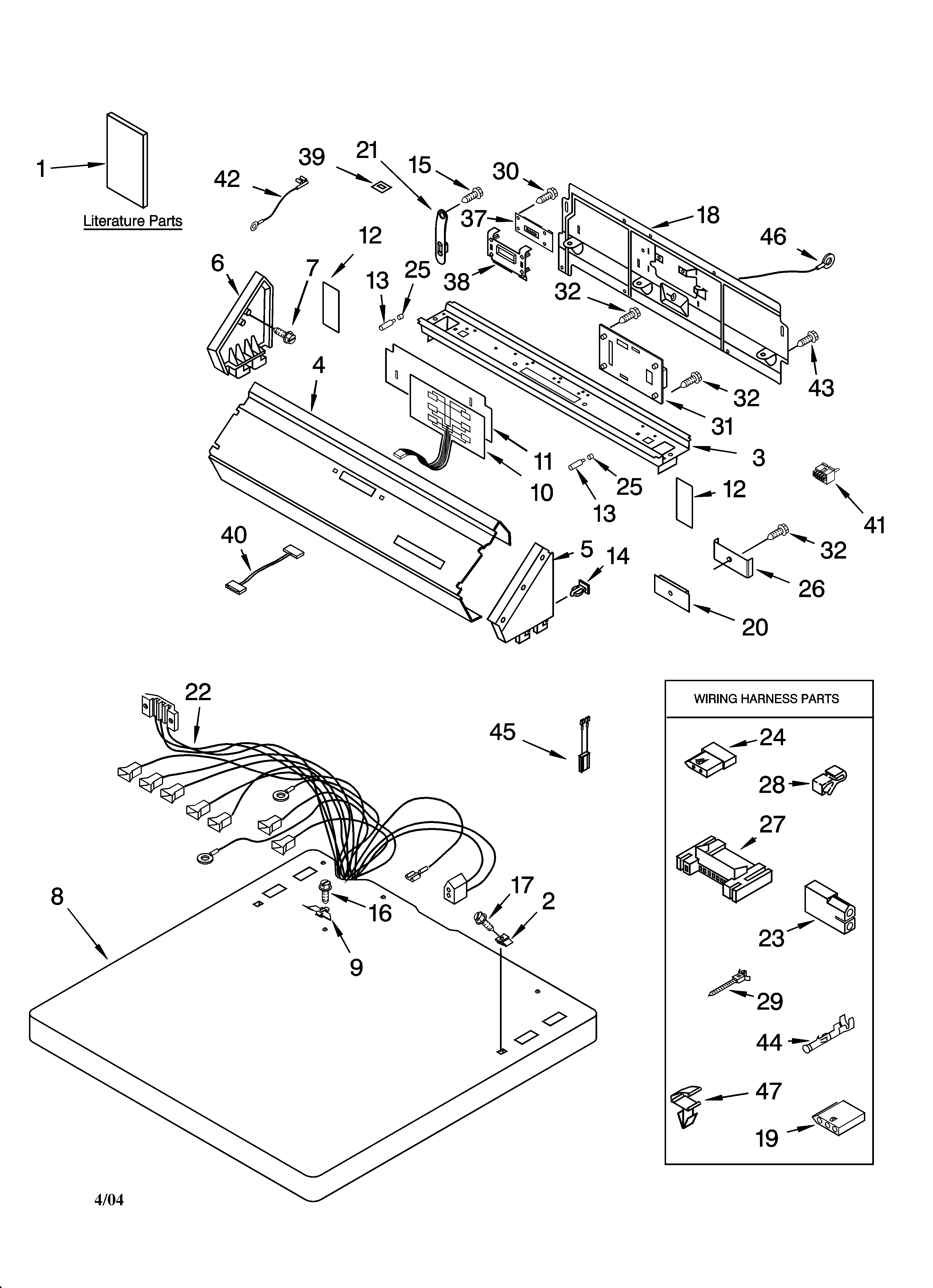 Whirlpool CEE2790KQ2 top and console parts diagram