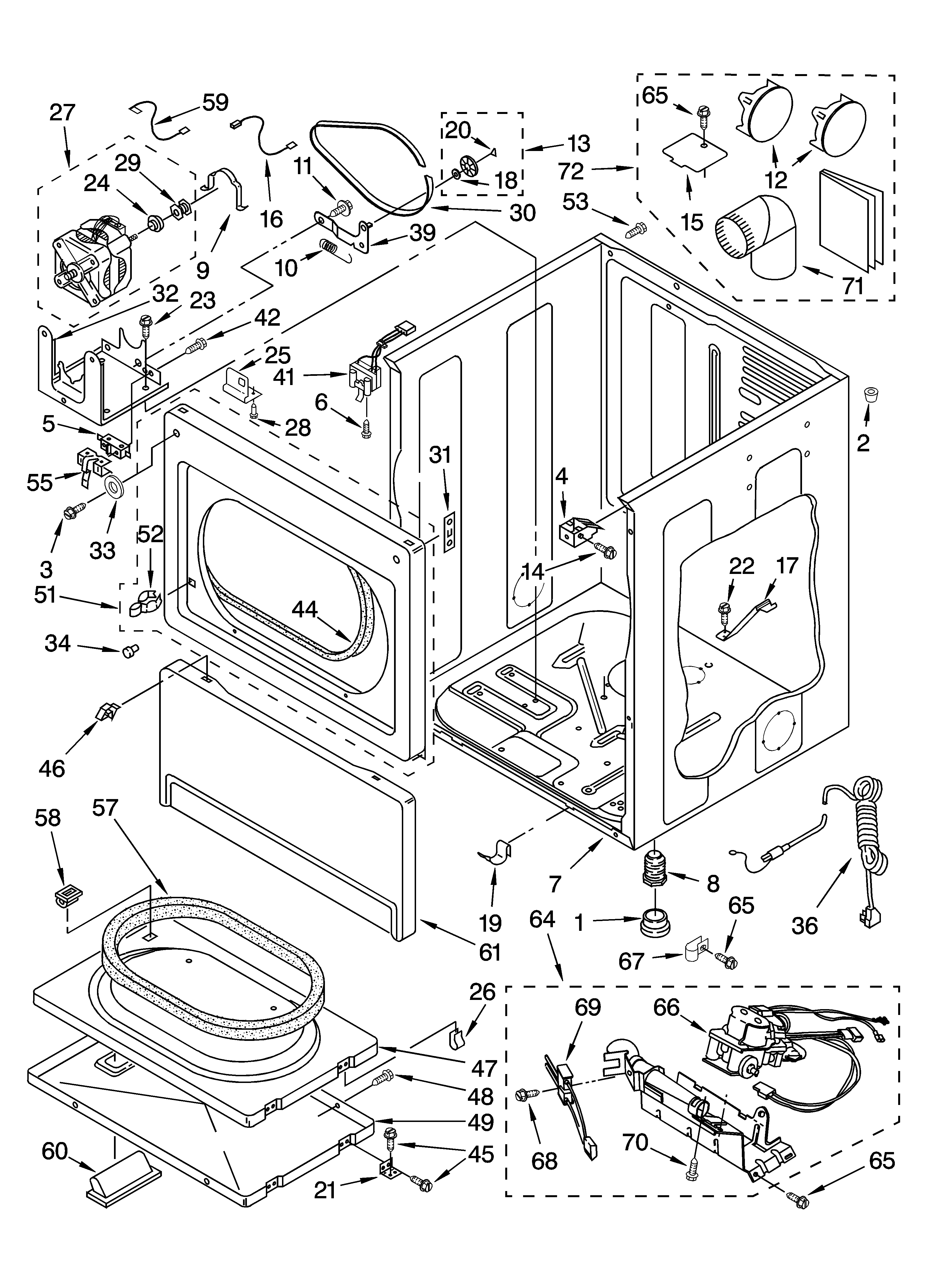 Whirlpool CGE2761KQ2 cabinet parts diagram