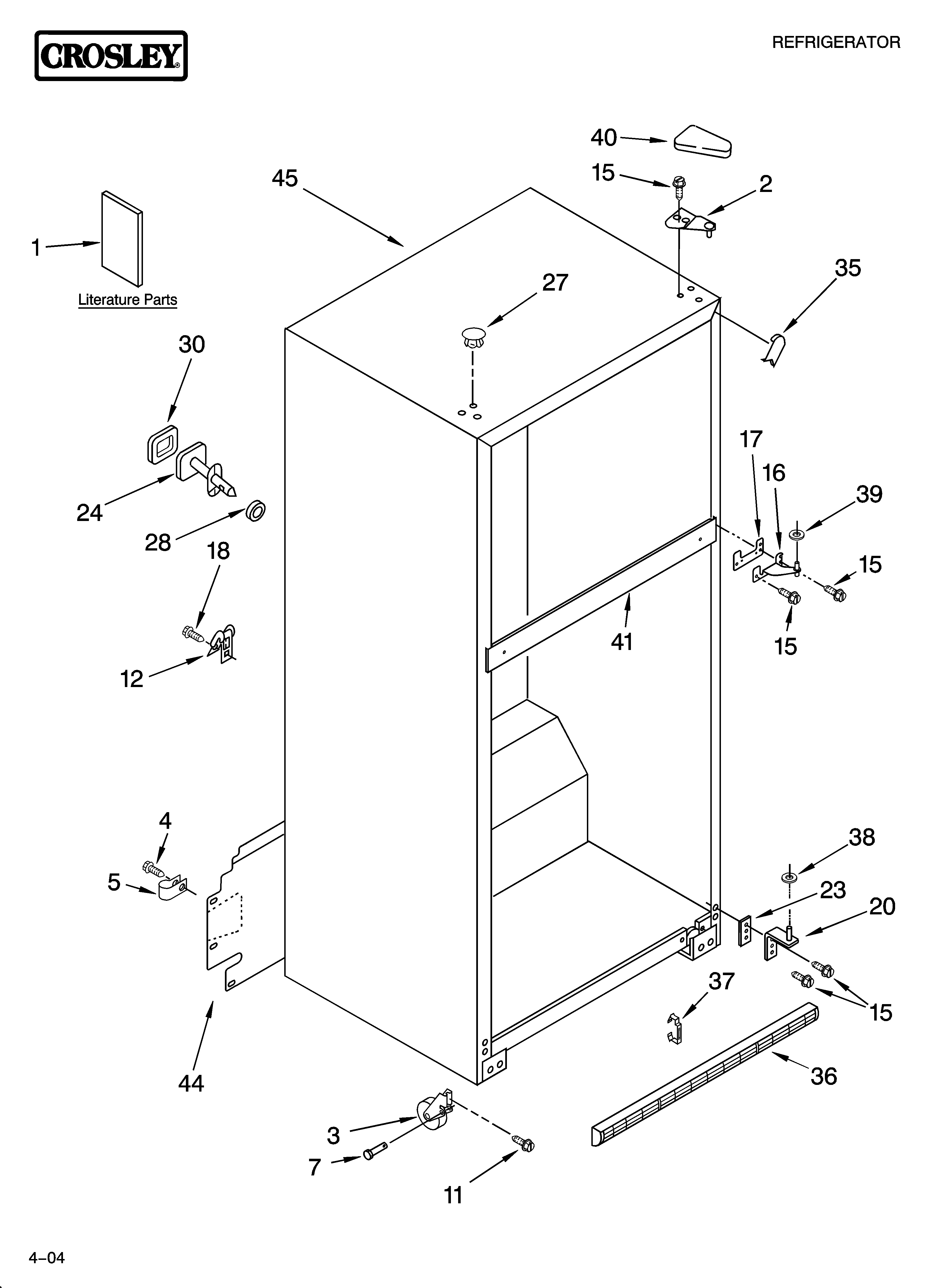 Crosley CT21GKXPT00 cabinet parts diagram