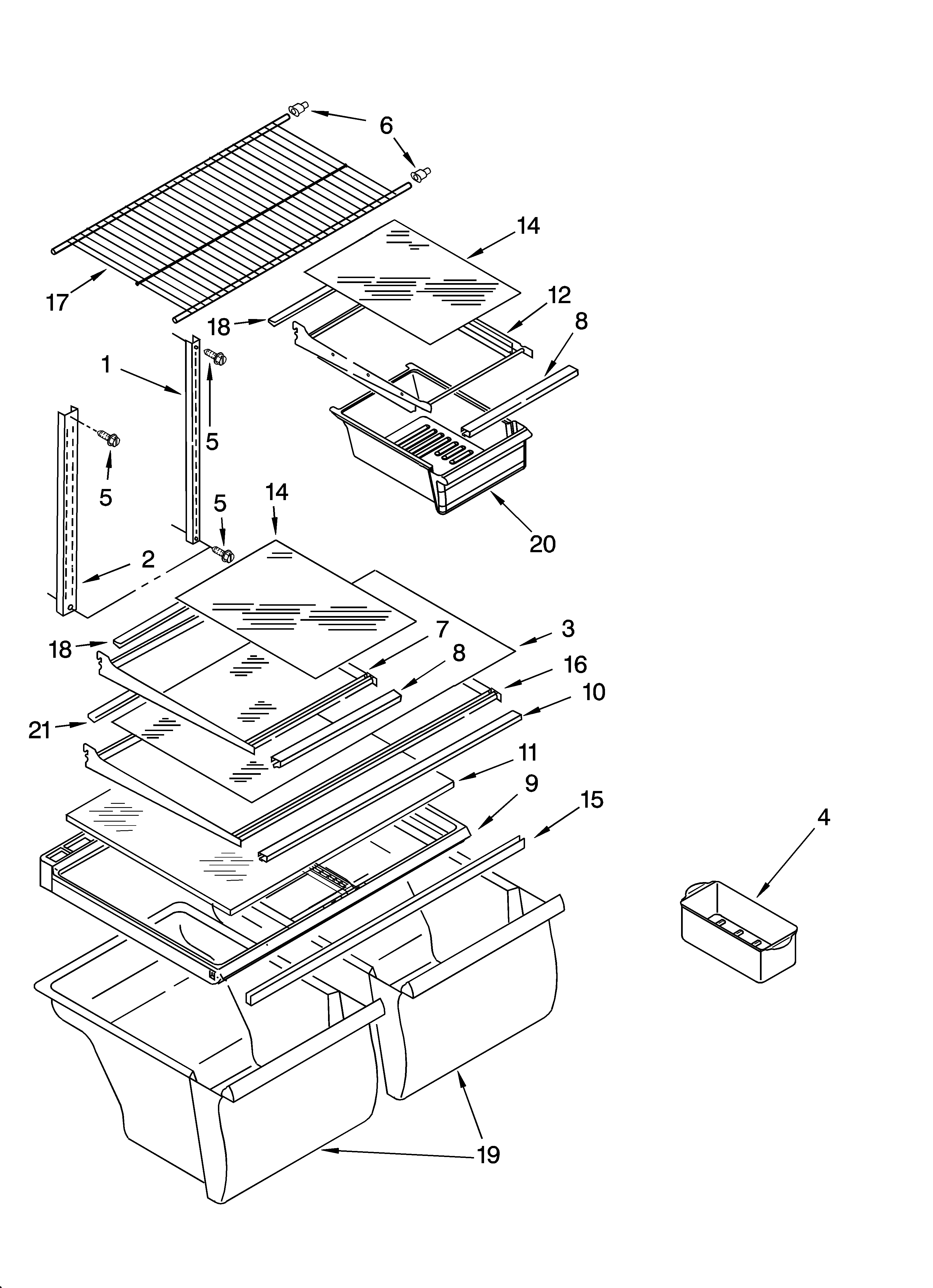 Crosley CT21GKXPT00 shelf parts diagram