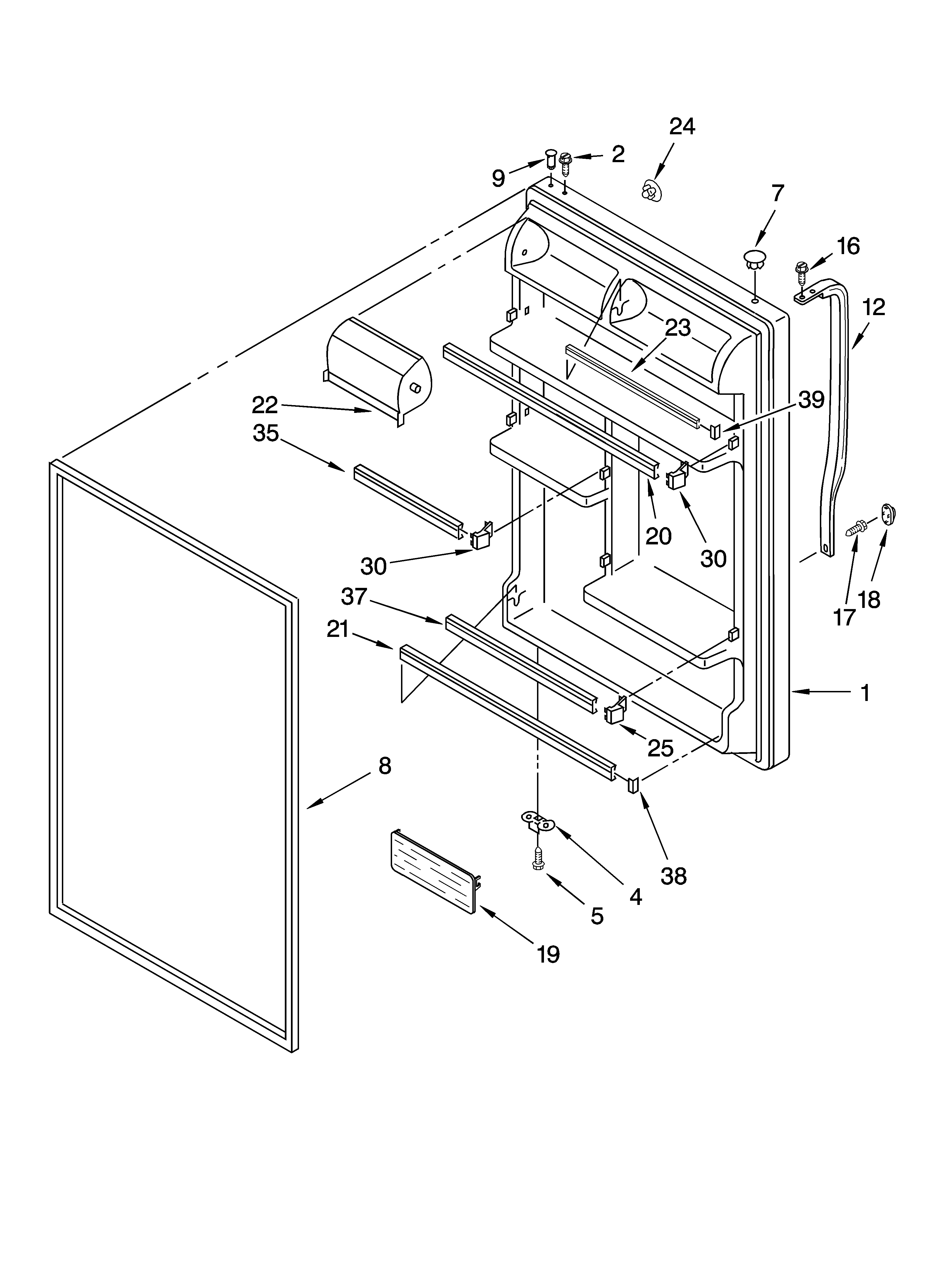Crosley CT21GKXPT00 refrigerator door parts diagram