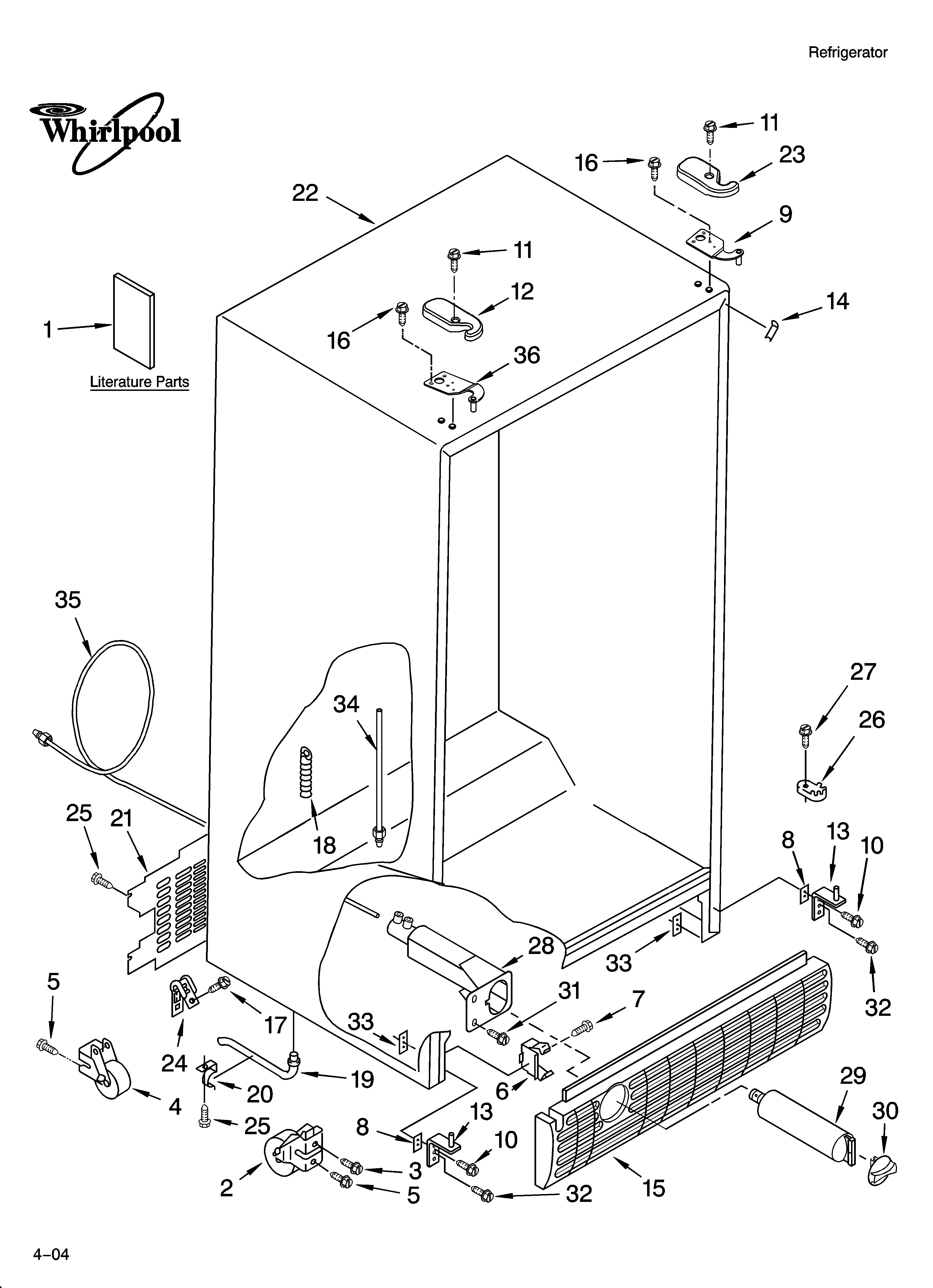 Whirlpool ED5NHAXNL01 cabinet parts diagram