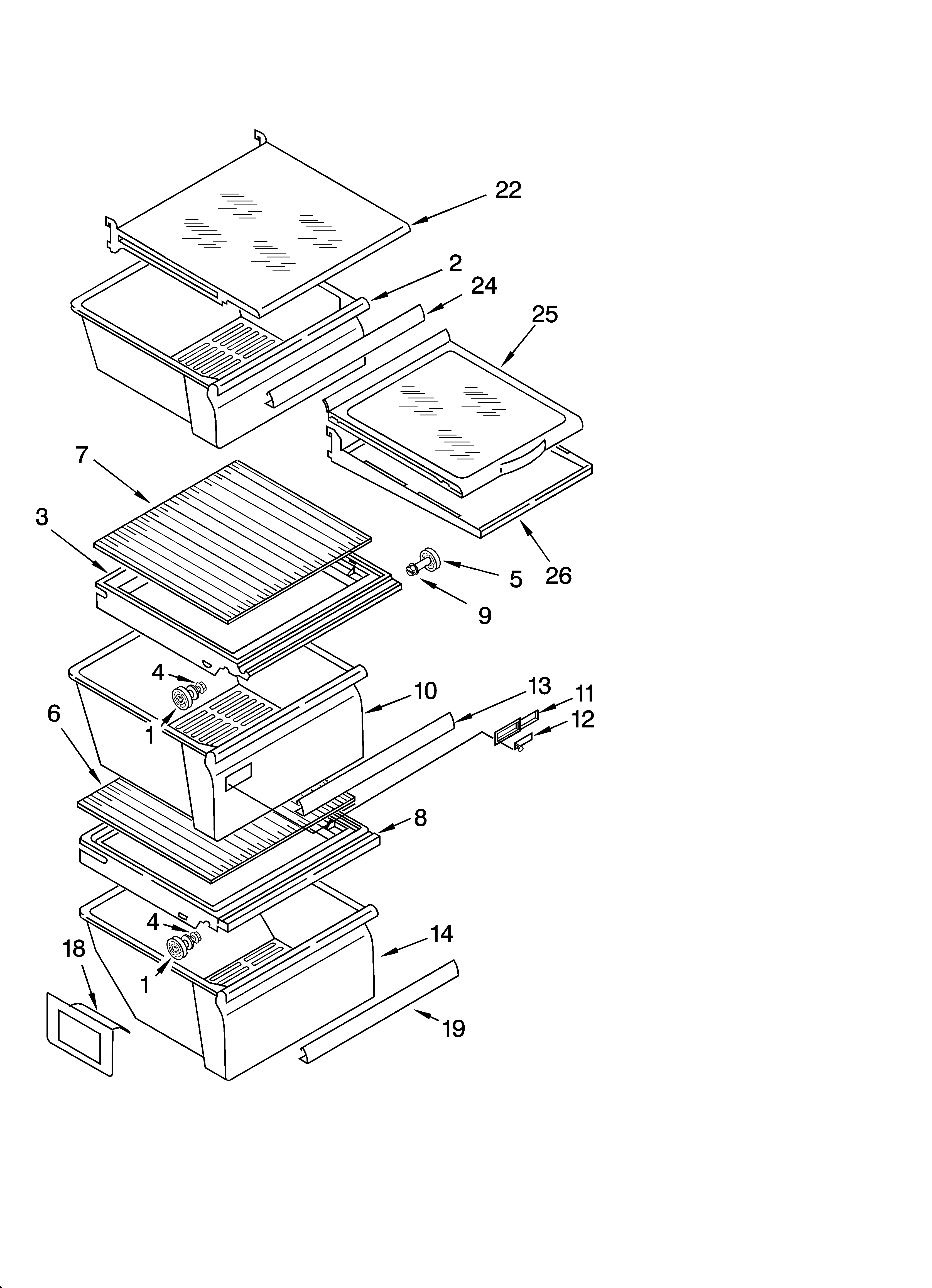 Whirlpool ED5NHAXNL01 refrigerator shelf parts diagram