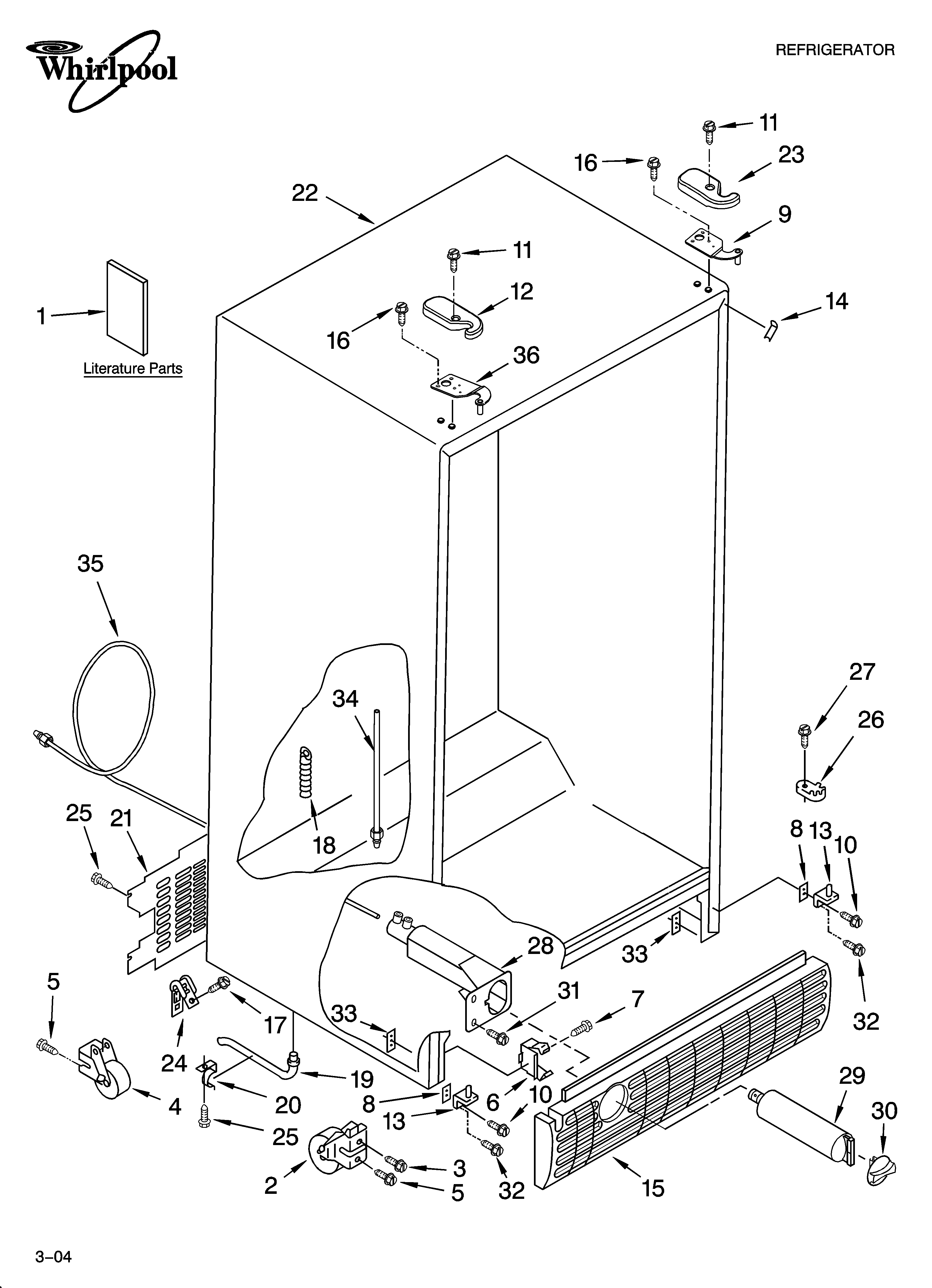 Whirlpool ED5RHAXNT00 cabinet parts diagram