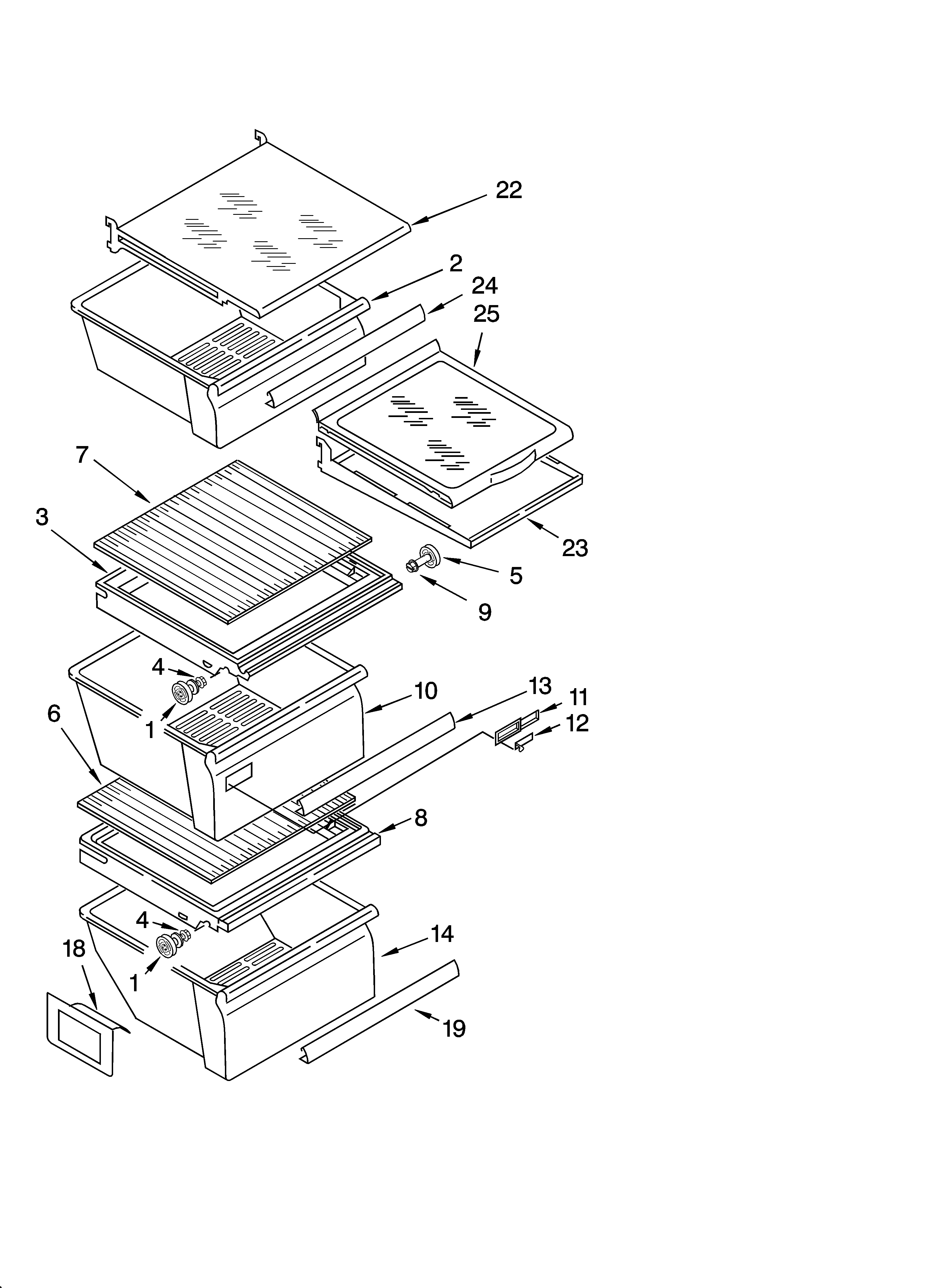 Whirlpool ED5RHAXNT00 refrigerator shelf parts diagram