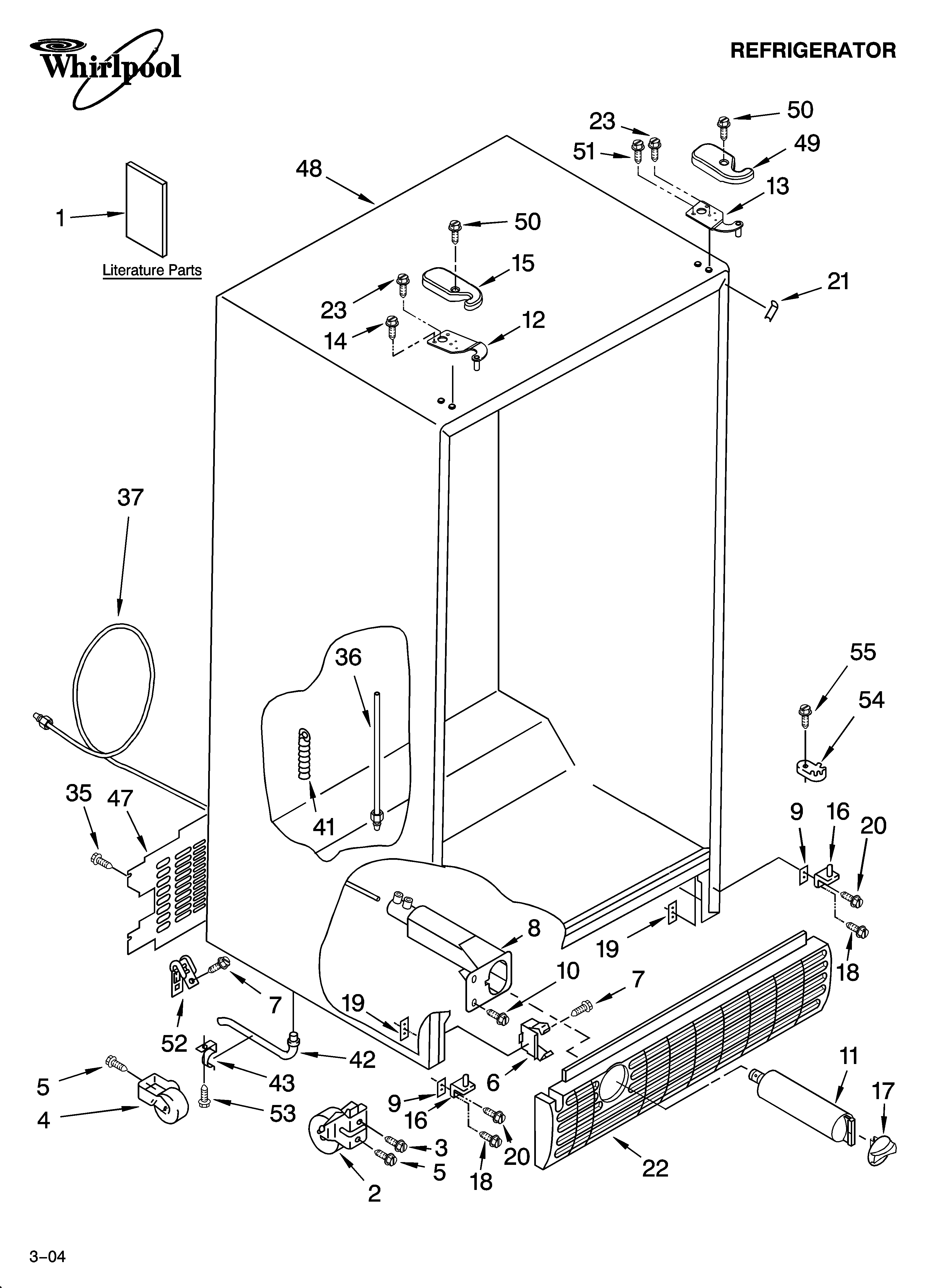 Whirlpool ED5RHEXNL00 cabinet parts diagram