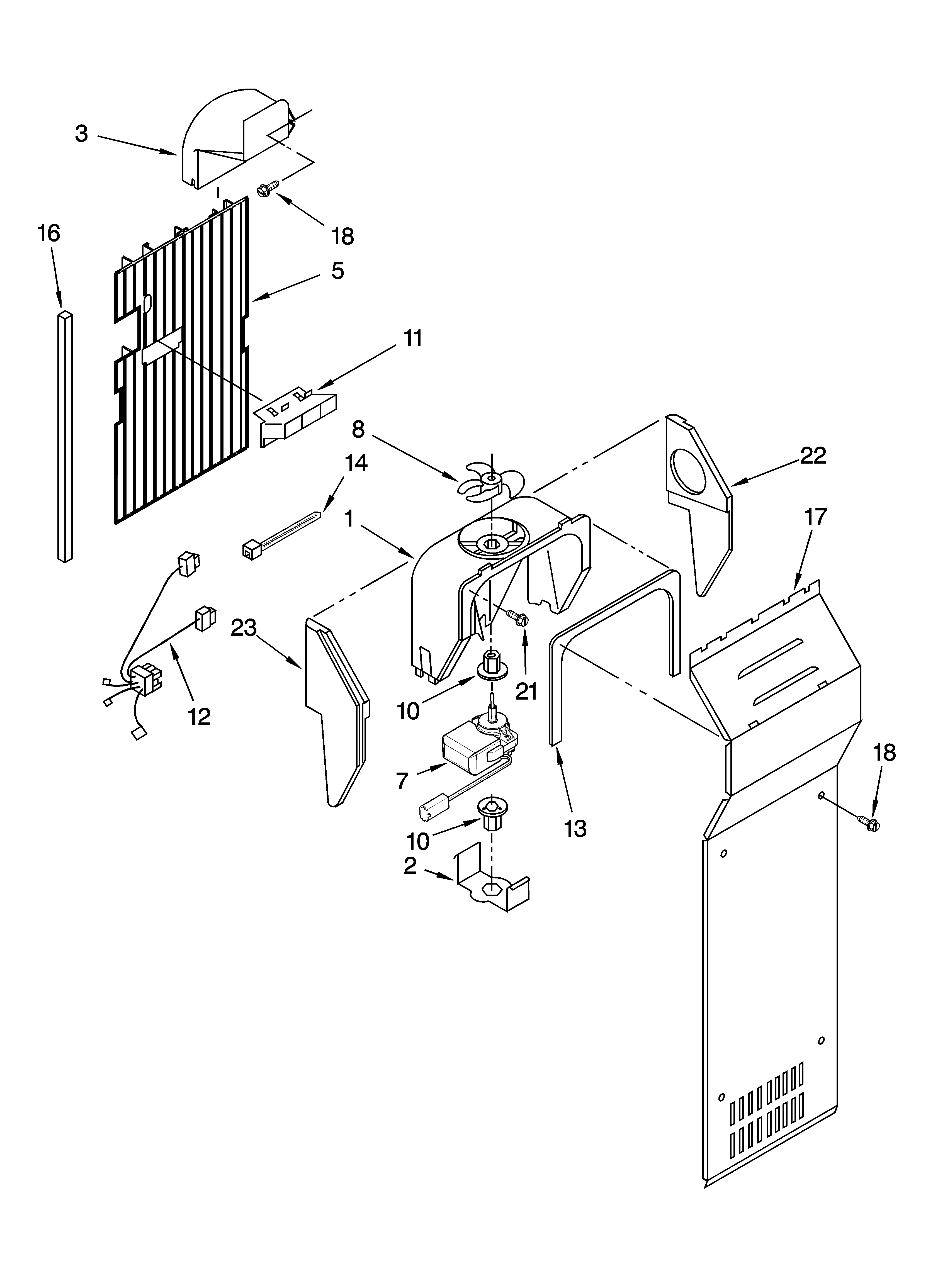 Whirlpool ED5RHEXNL00 air flow parts diagram