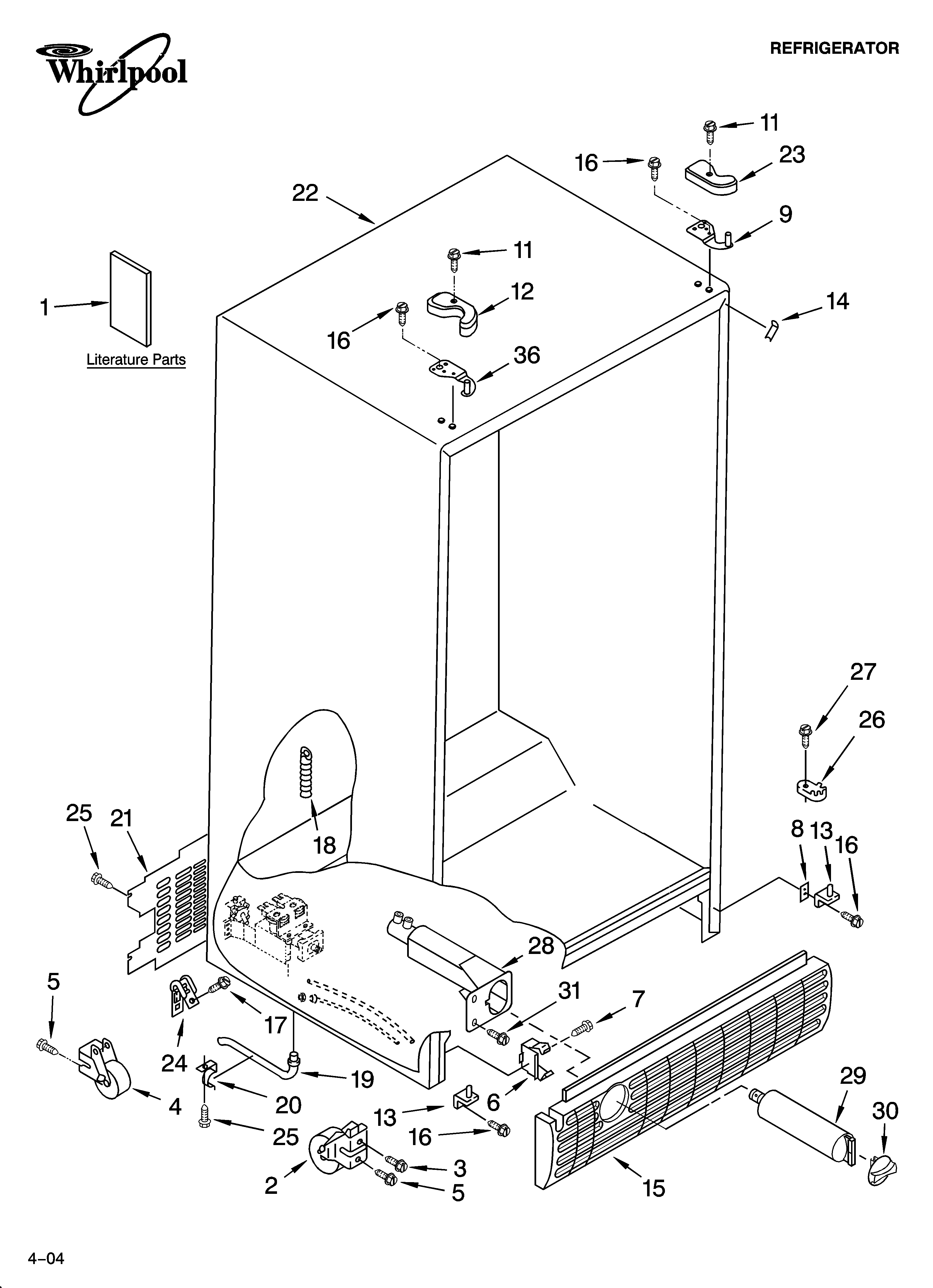 Whirlpool ED5SHAXMB00 cabinet parts diagram