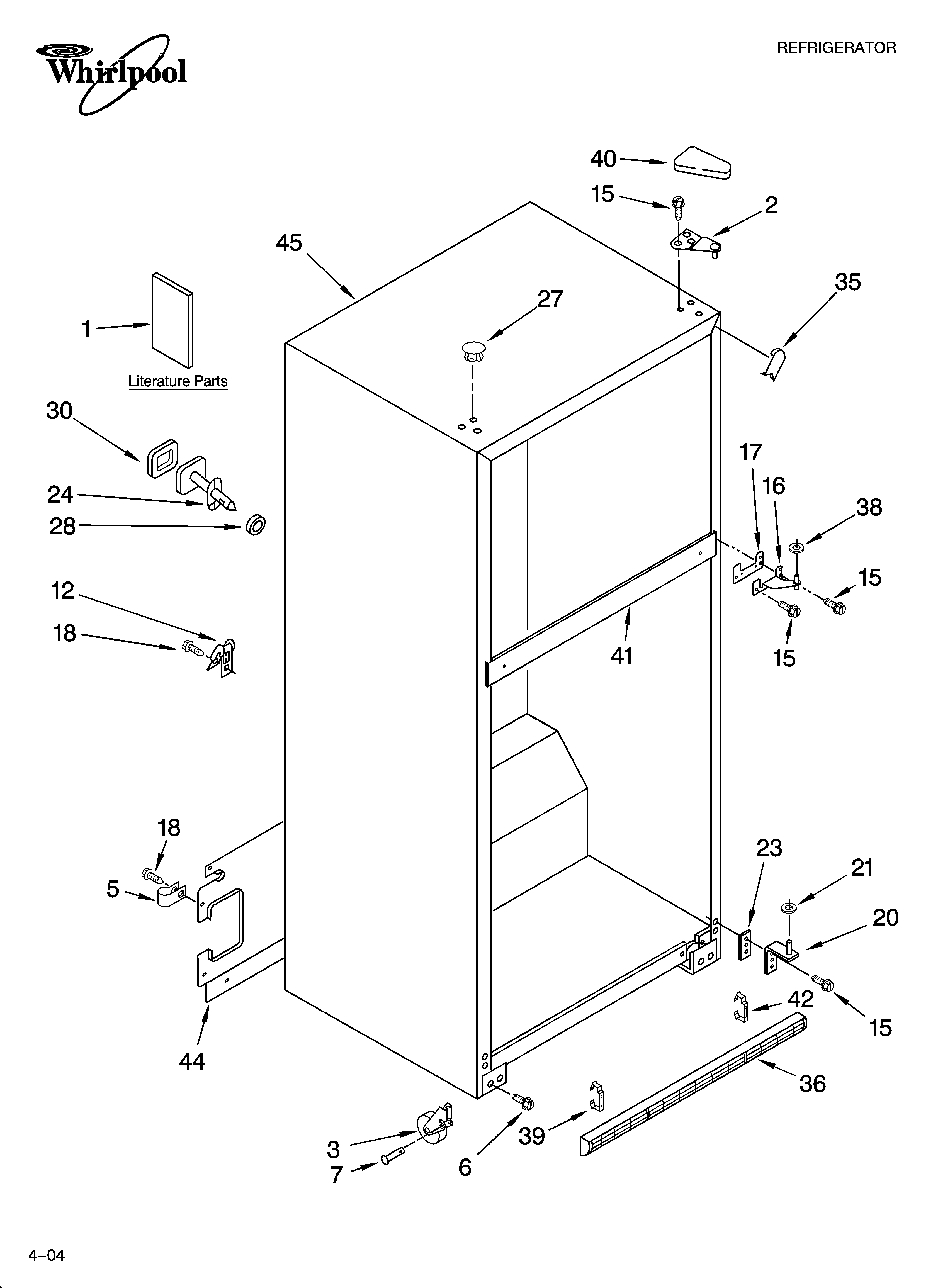 Whirlpool ET8WTEXMT01 cabinet parts diagram