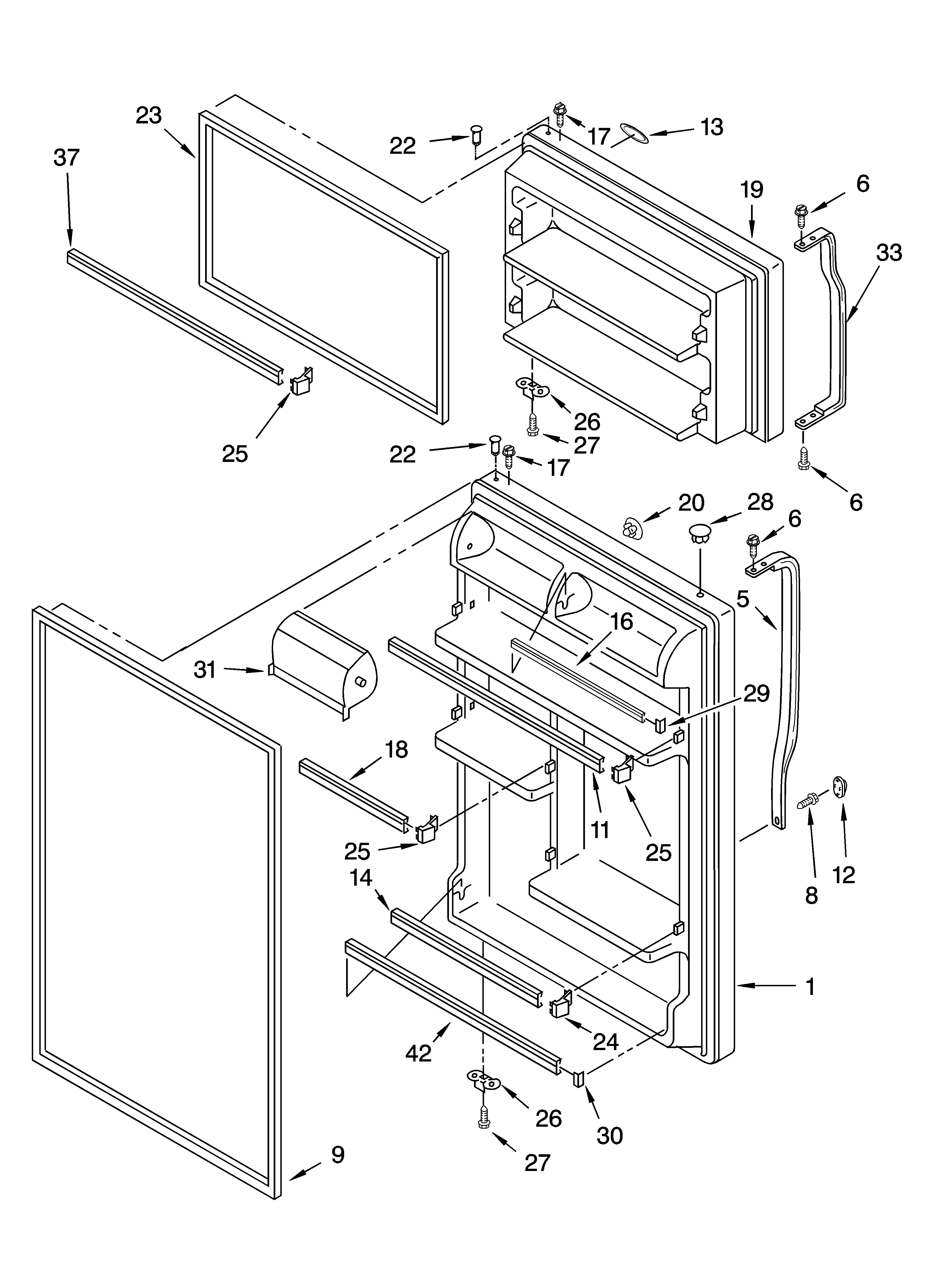 Whirlpool ET8WTEXMT01 door parts diagram