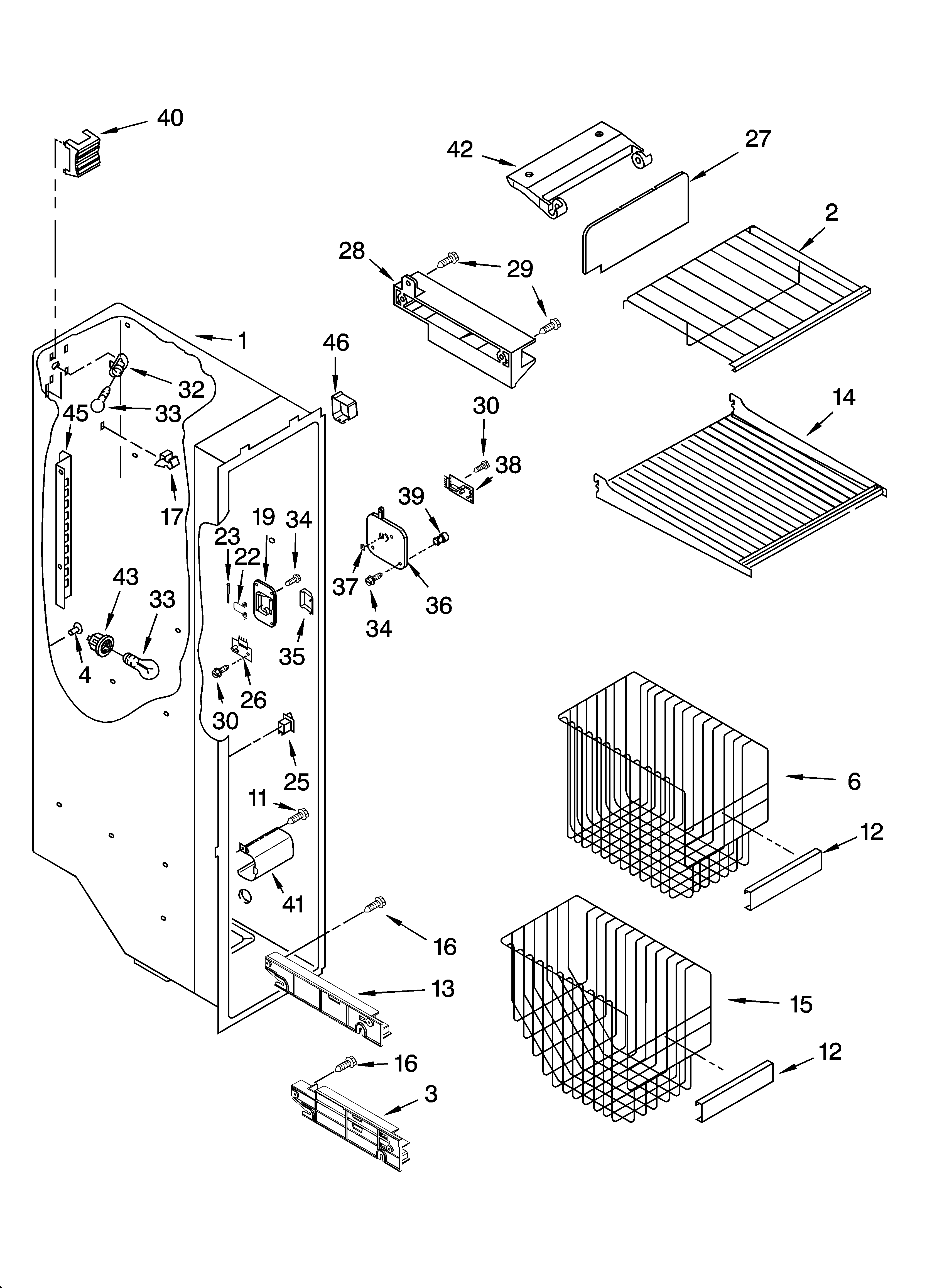 Whirlpool GD5YHAXNL00 freezer liner parts diagram