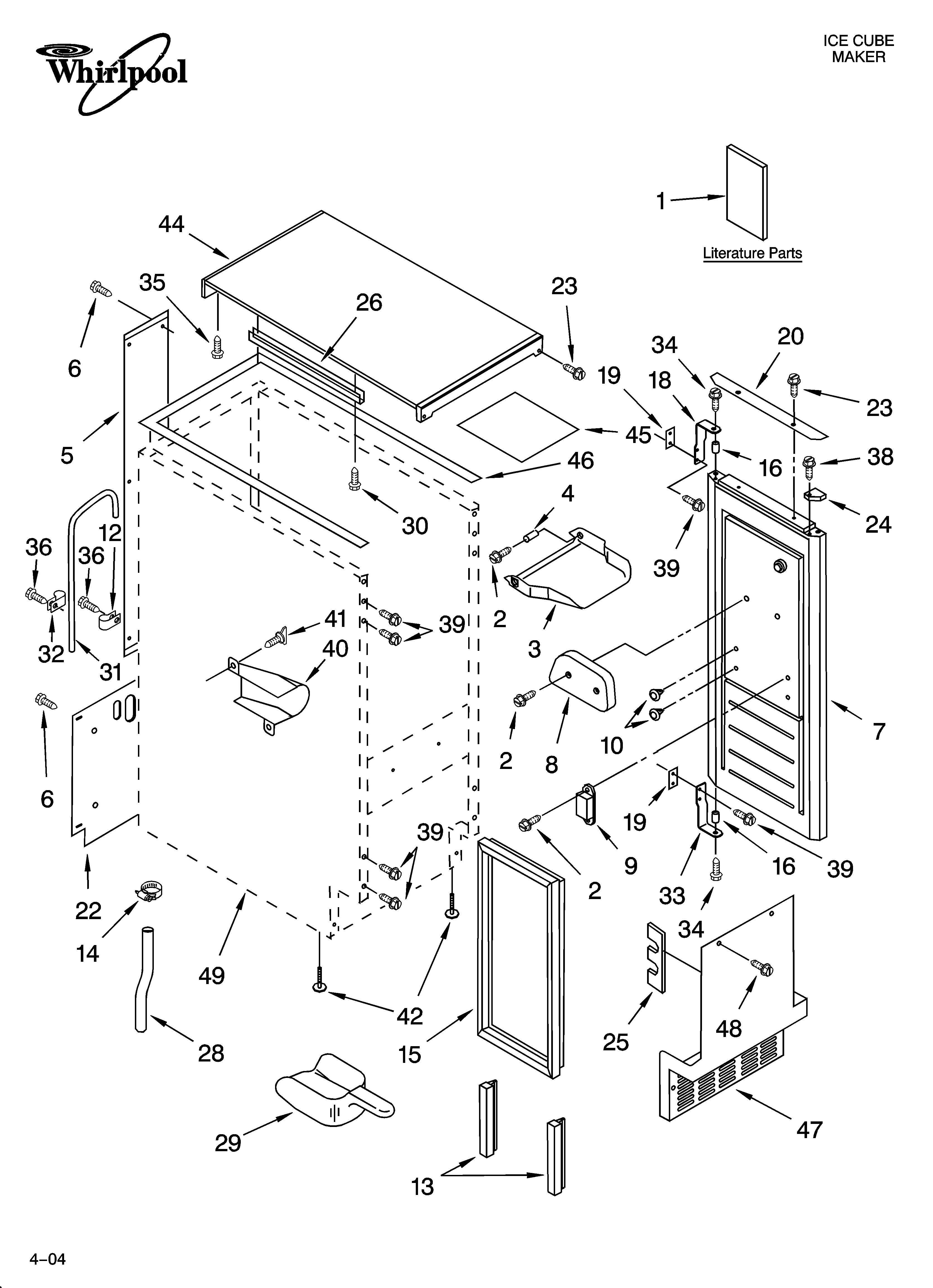 Whirlpool GI1500PHB6 cabinet liner and door parts diagram