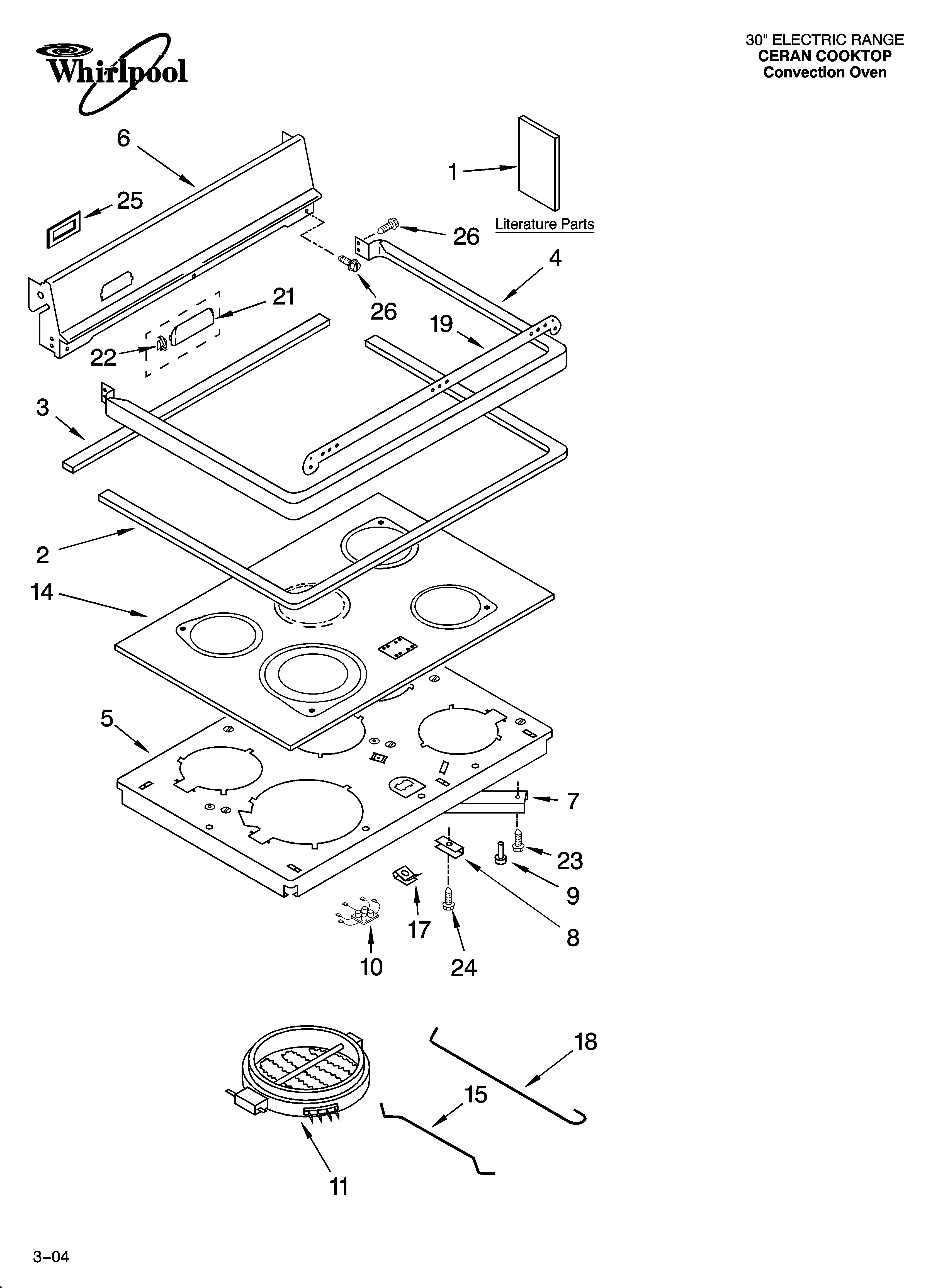 Whirlpool GR450LXLT0 cooktop parts diagram