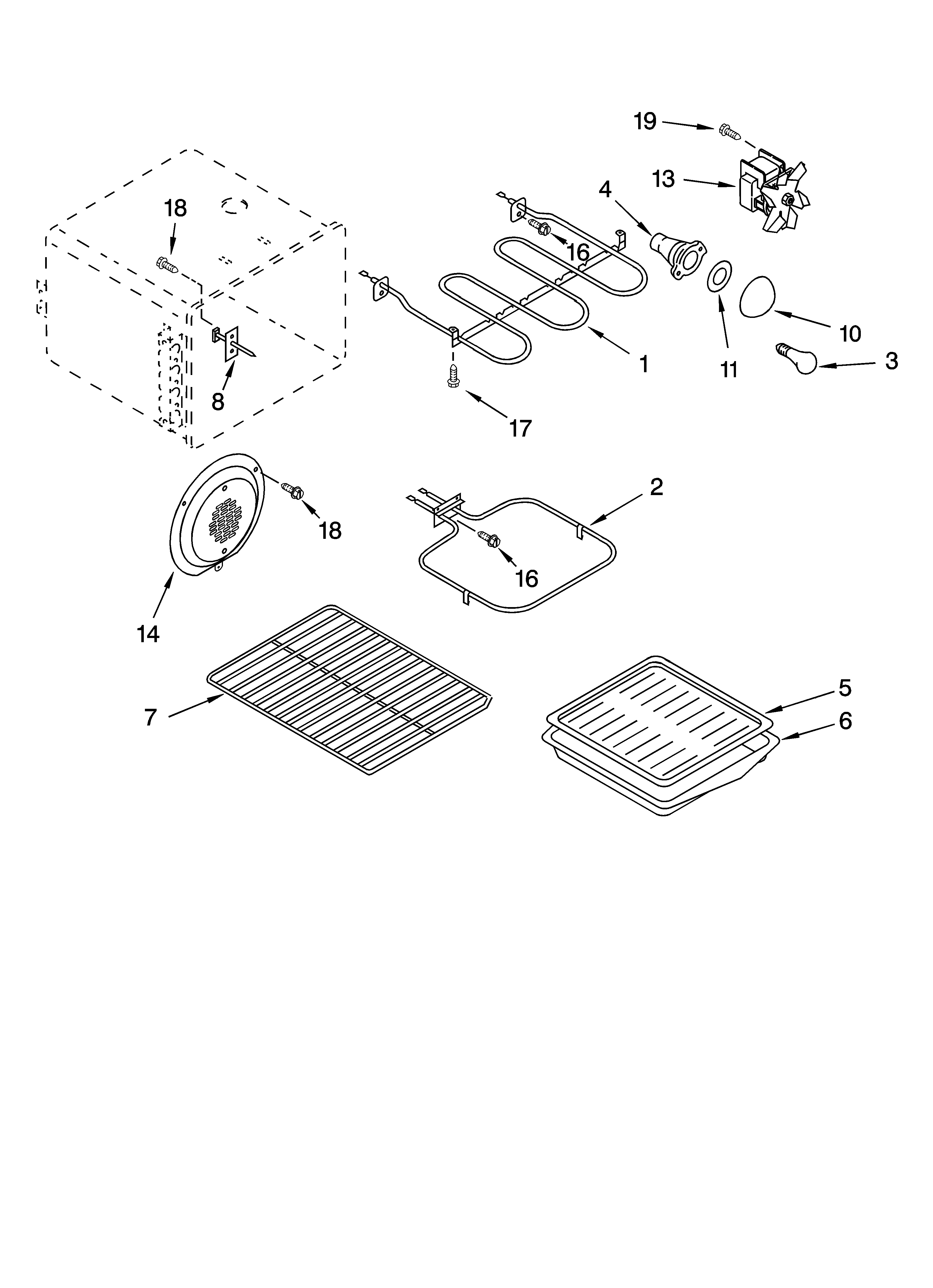 Whirlpool GR450LXLT0 oven parts, miscellaneous parts diagram