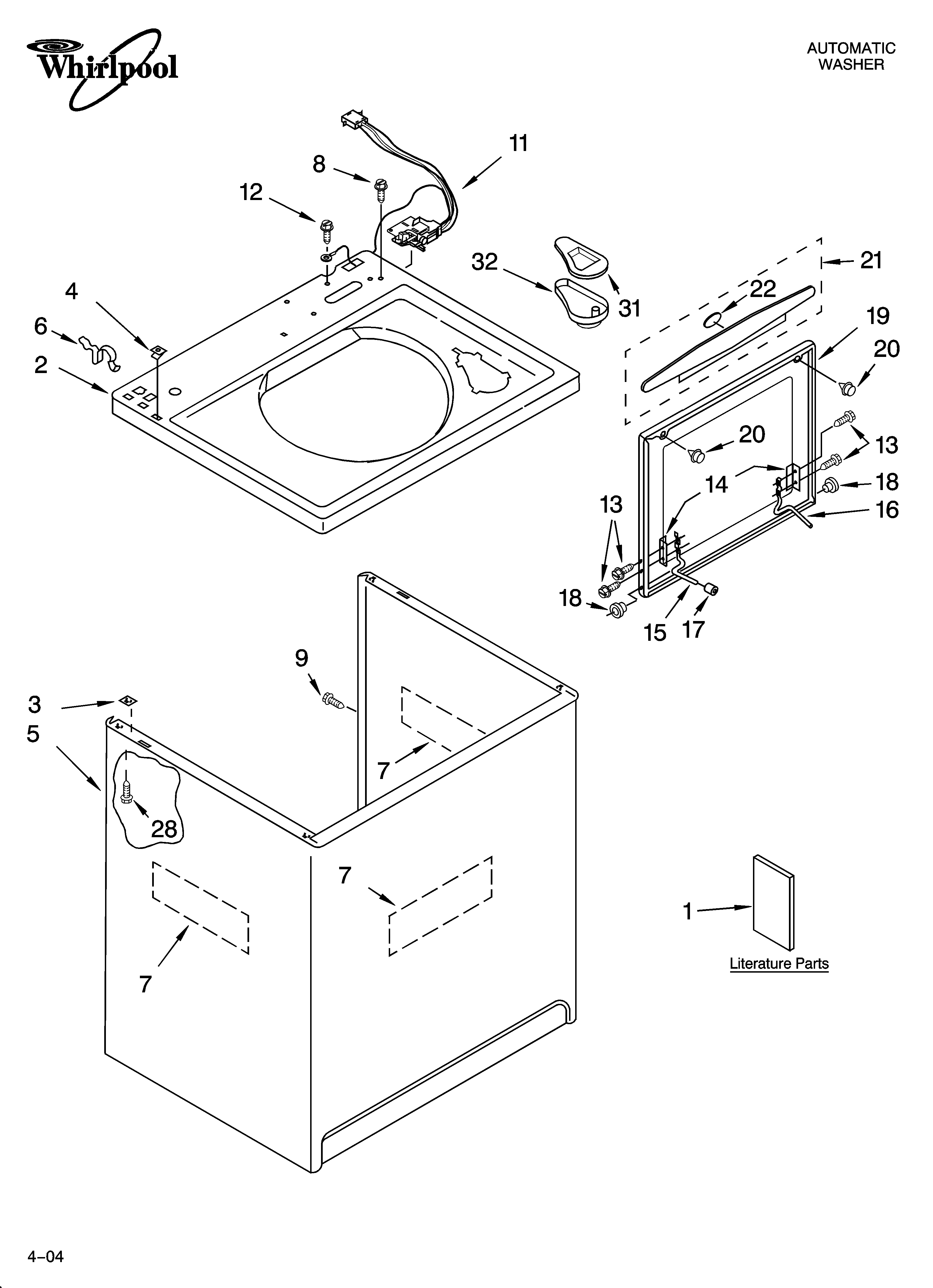 Whirlpool GST9679PB0 top and cabinet parts diagram