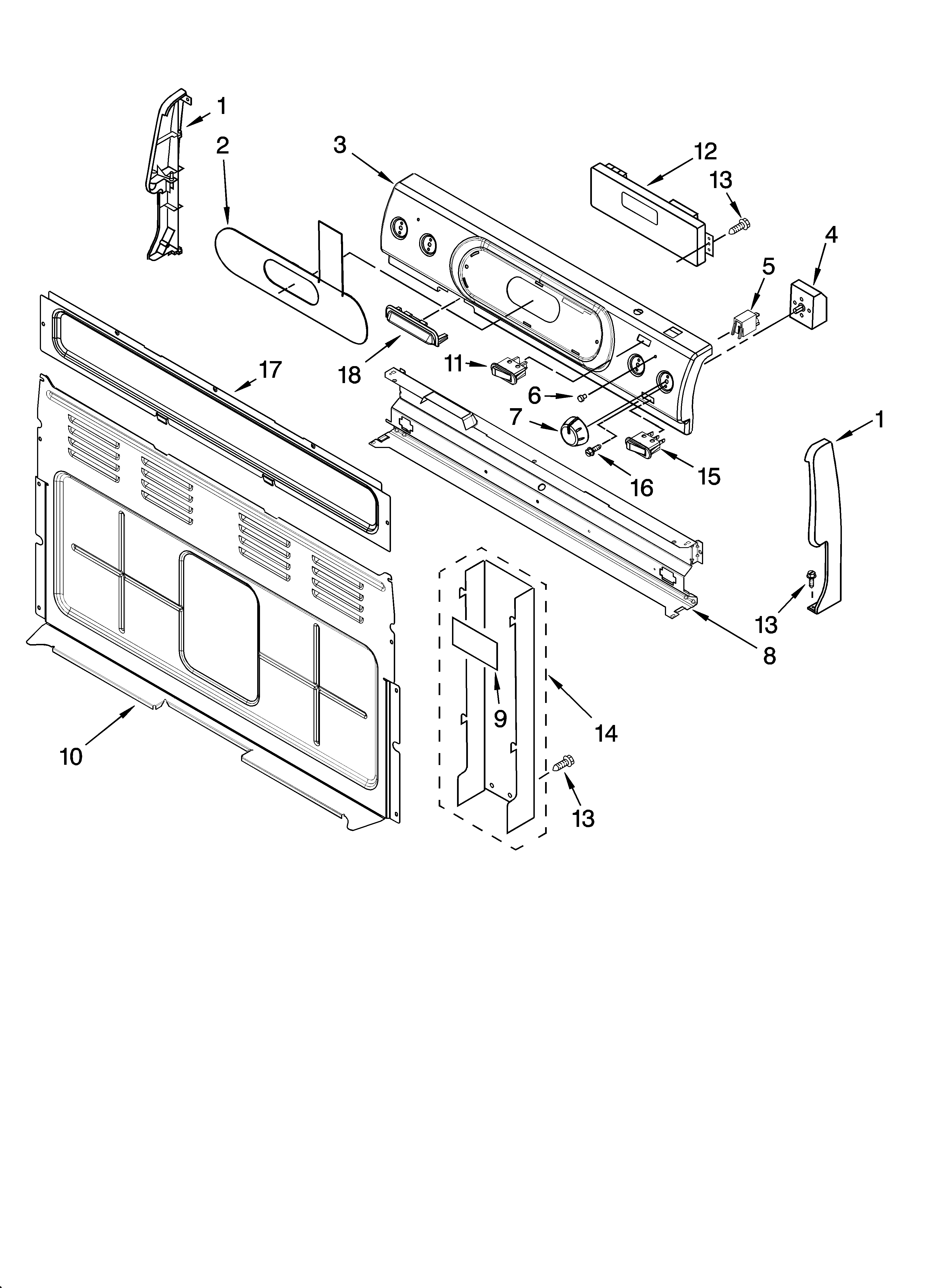 KitchenAid KERI201PBS0 control panel parts diagram