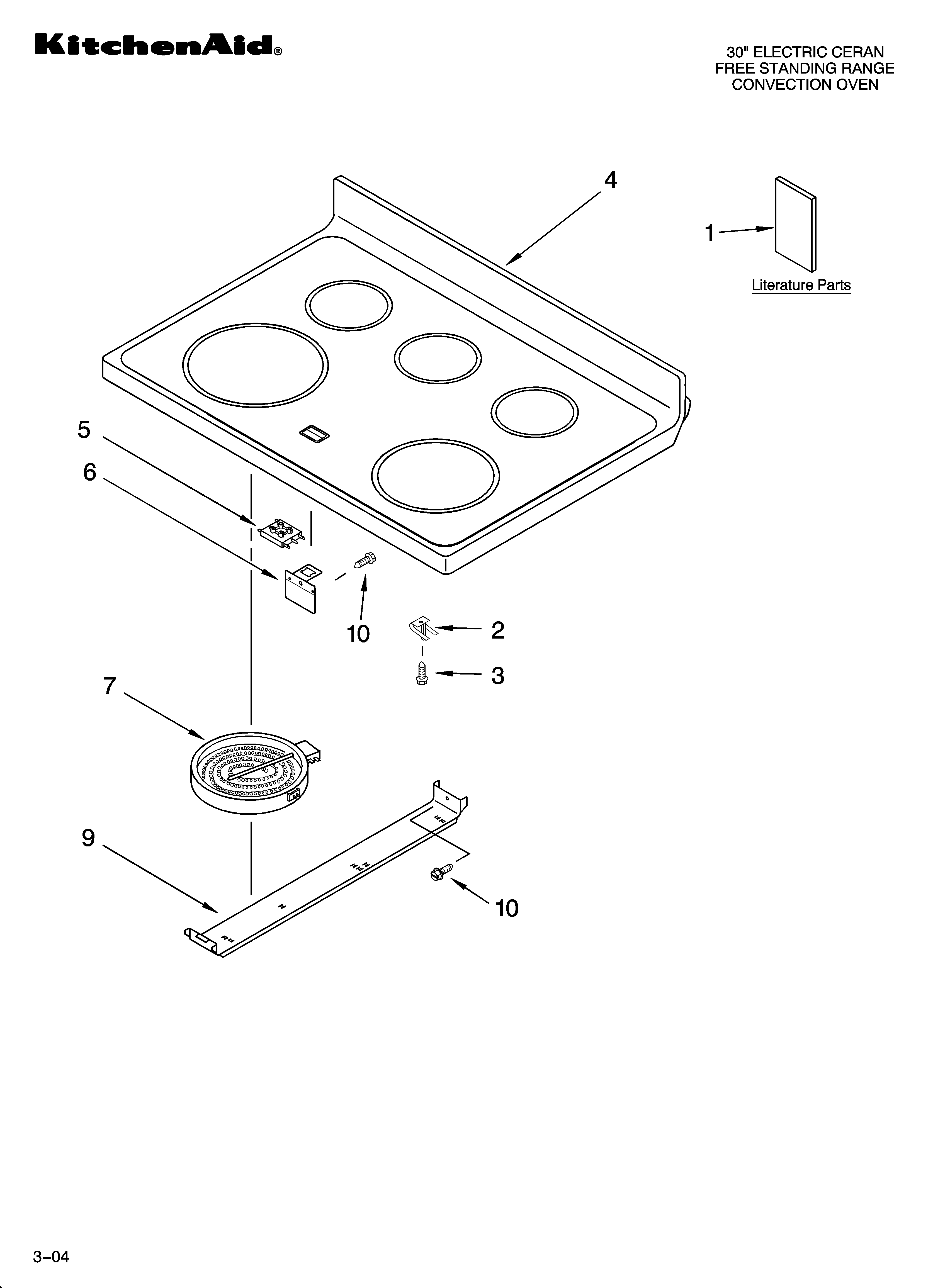 KitchenAid KERI203PBS0 cooktop parts diagram