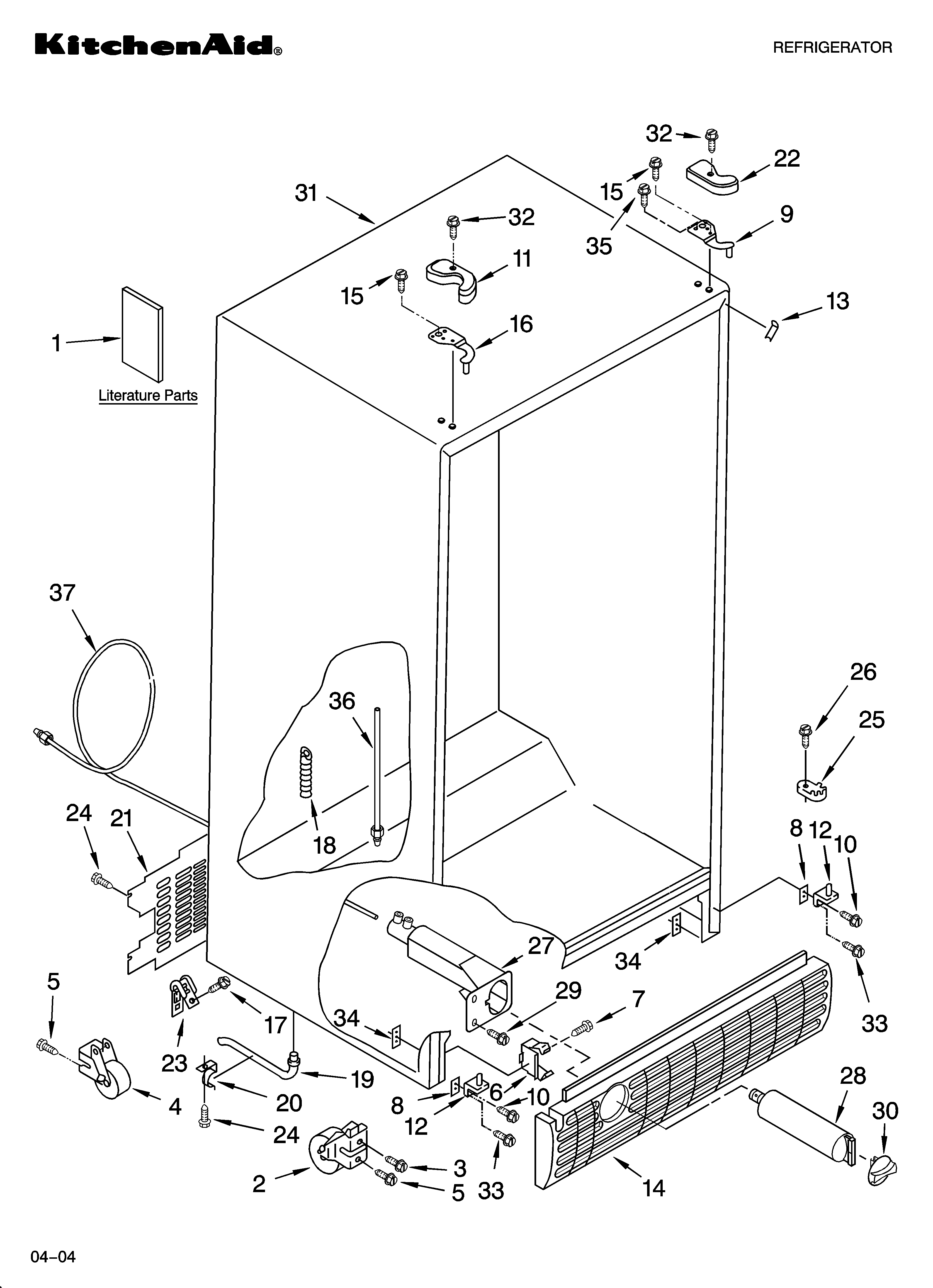 KitchenAid KSRJ25CNBL00 cabinet parts diagram