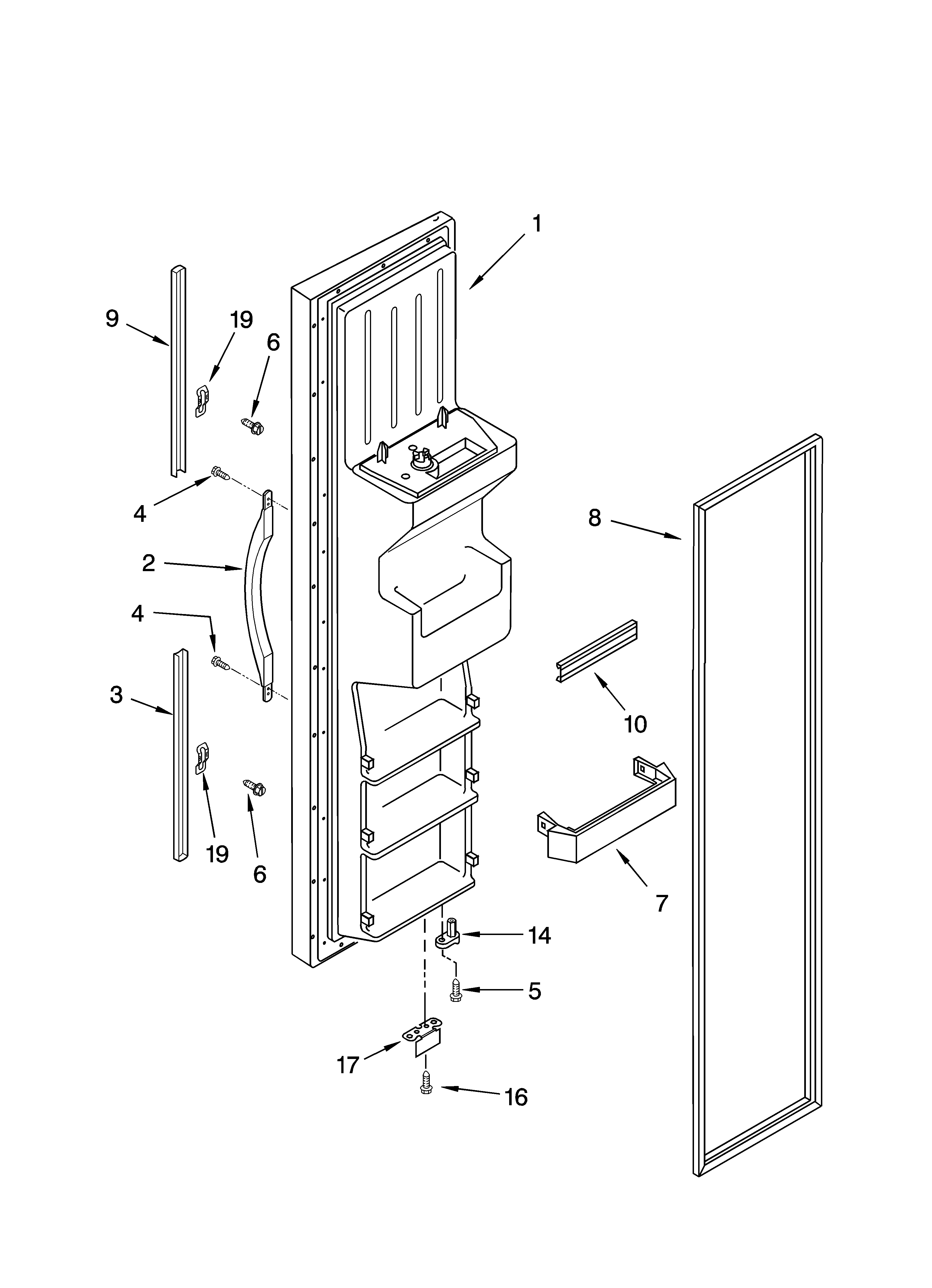 KitchenAid KSRJ25CNBL00 freezer door parts diagram
