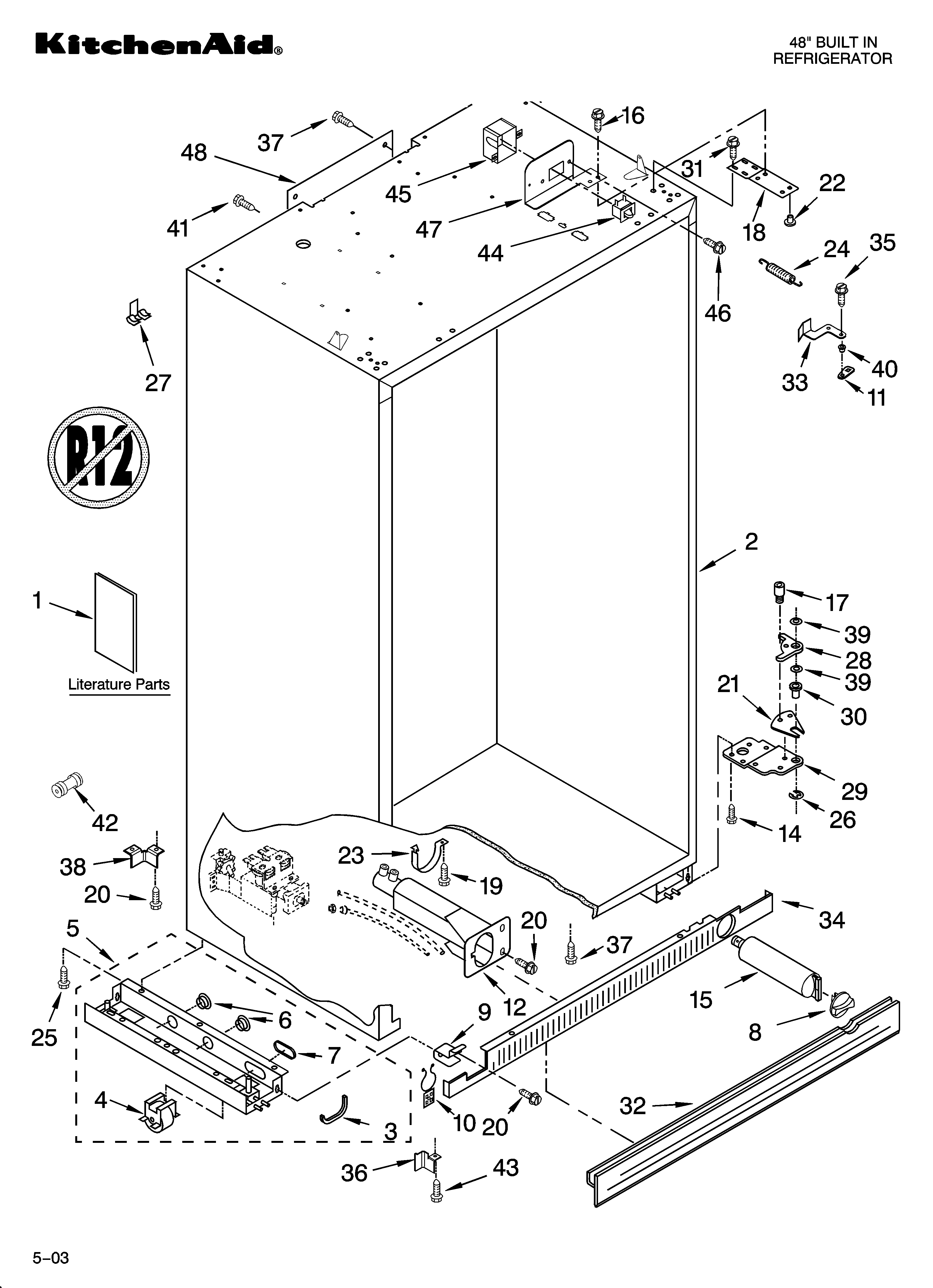 KitchenAid KSSS48QKX01 cabinet parts diagram