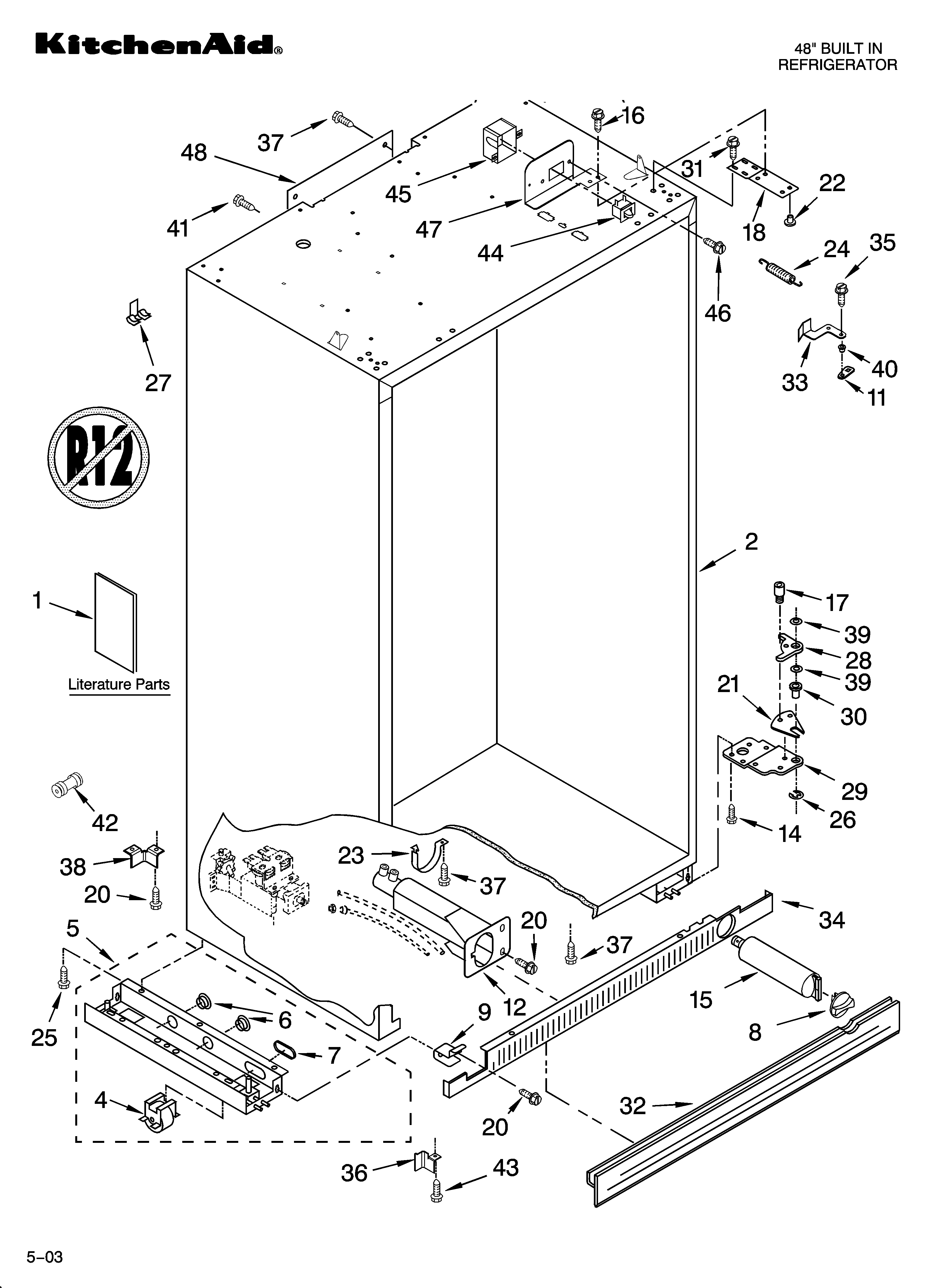 KitchenAid KSSS48QKX02 cabinet parts diagram