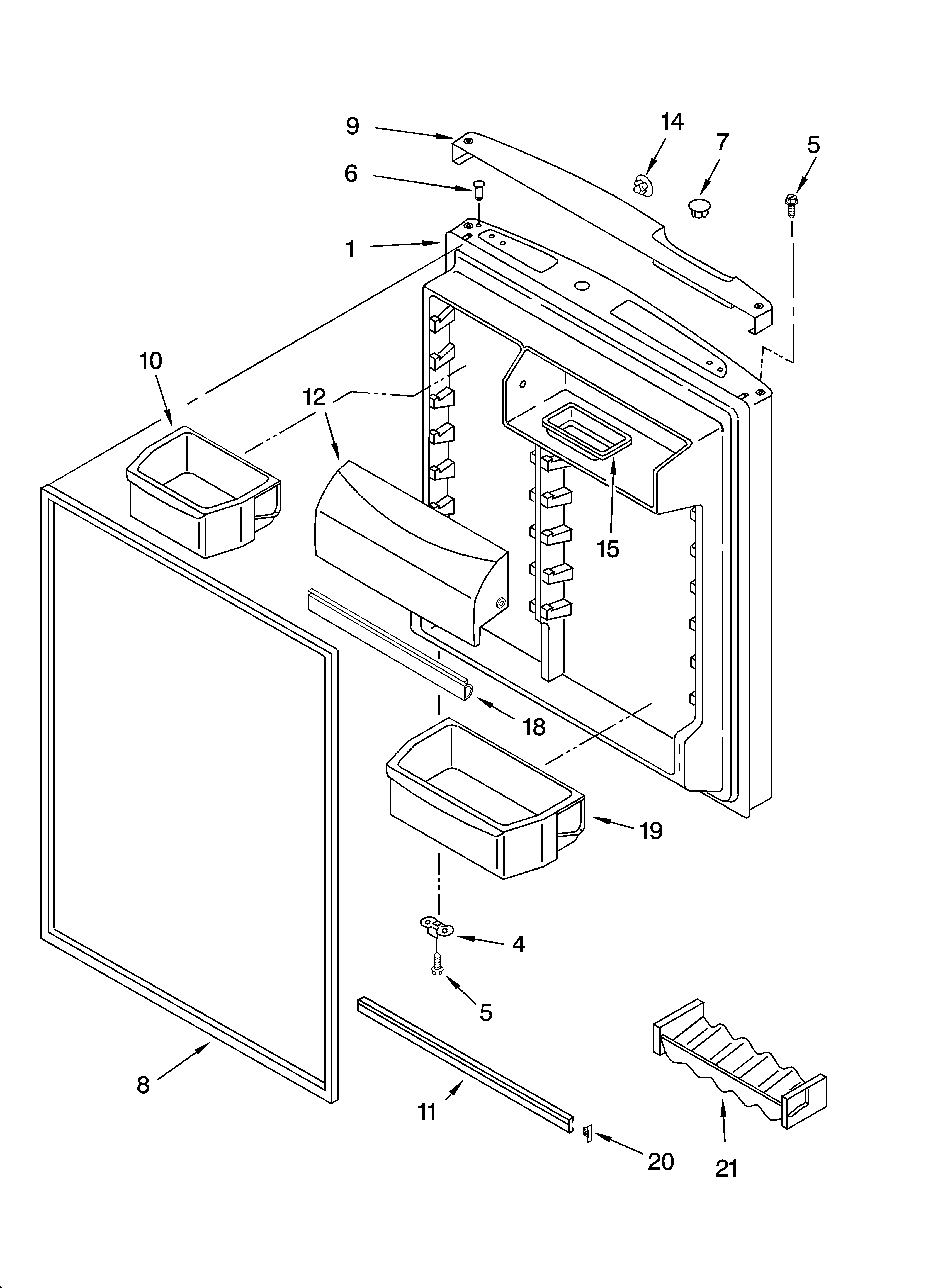 KitchenAid KTRC22EMBL02 refrigerator door parts diagram