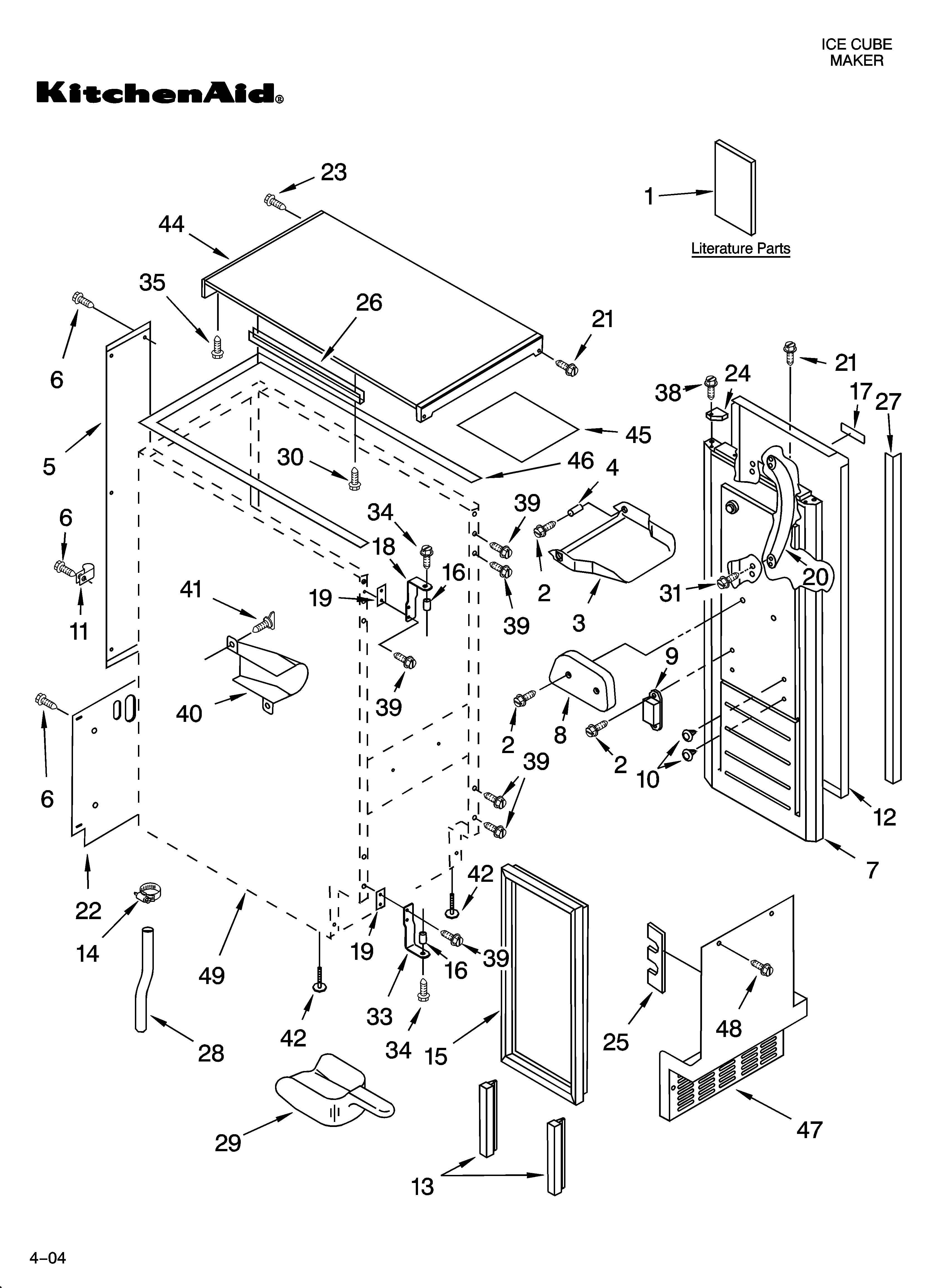 KitchenAid KUIA15PLLS2 cabinet liner and door parts diagram