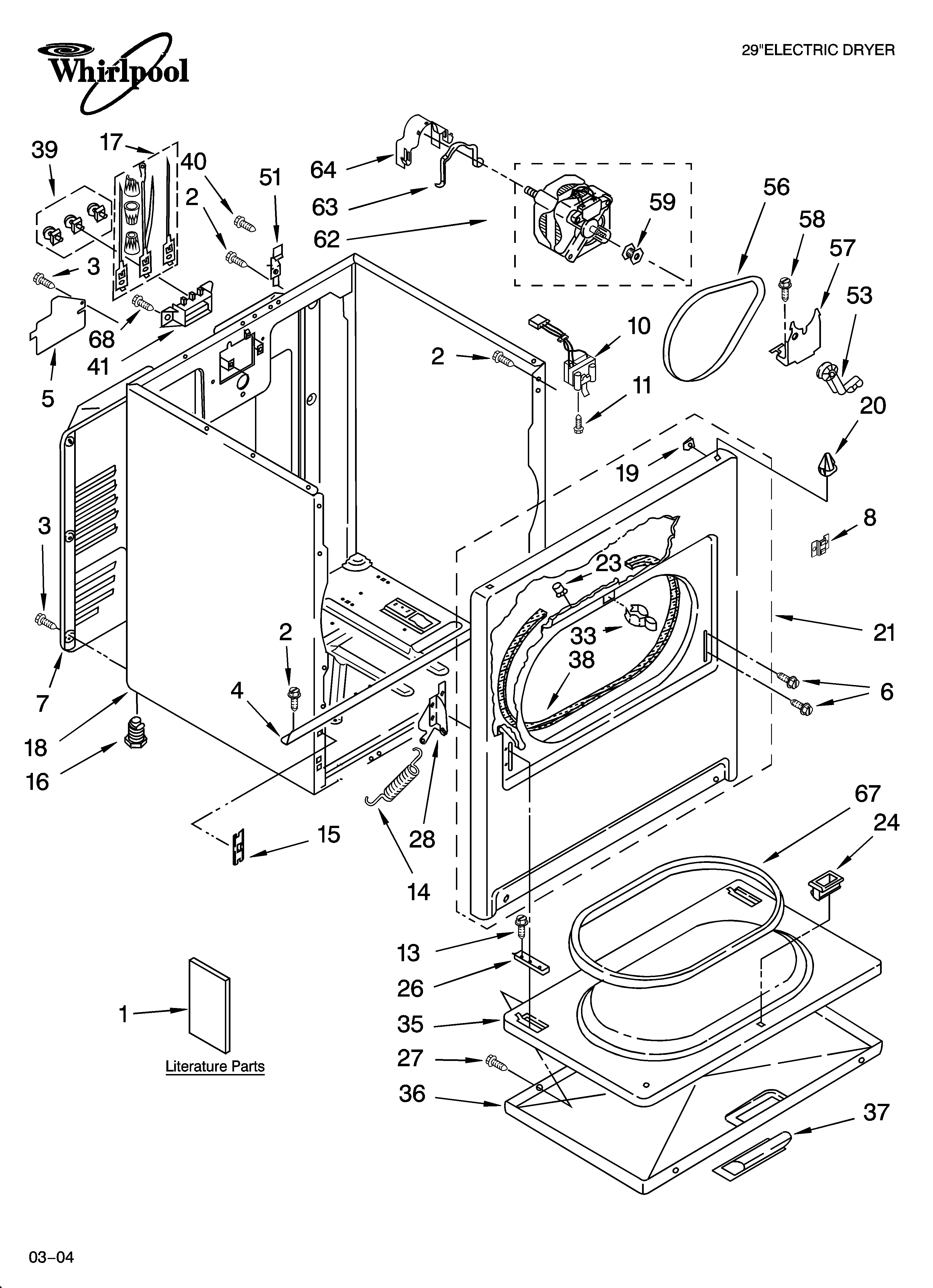 Whirlpool LEN2000KQ2 cabinet parts diagram