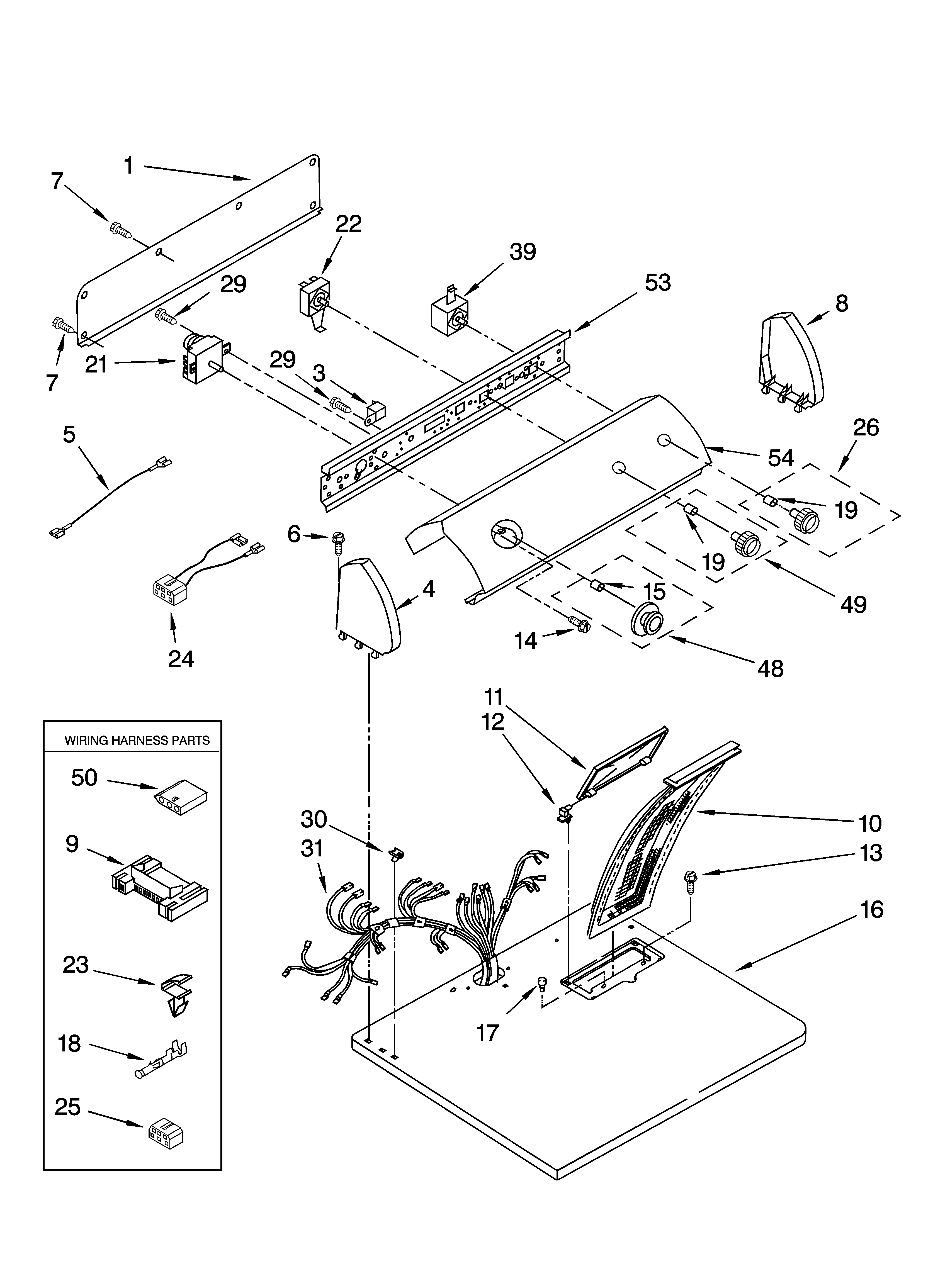 Whirlpool LER5636LT1 top and console parts diagram