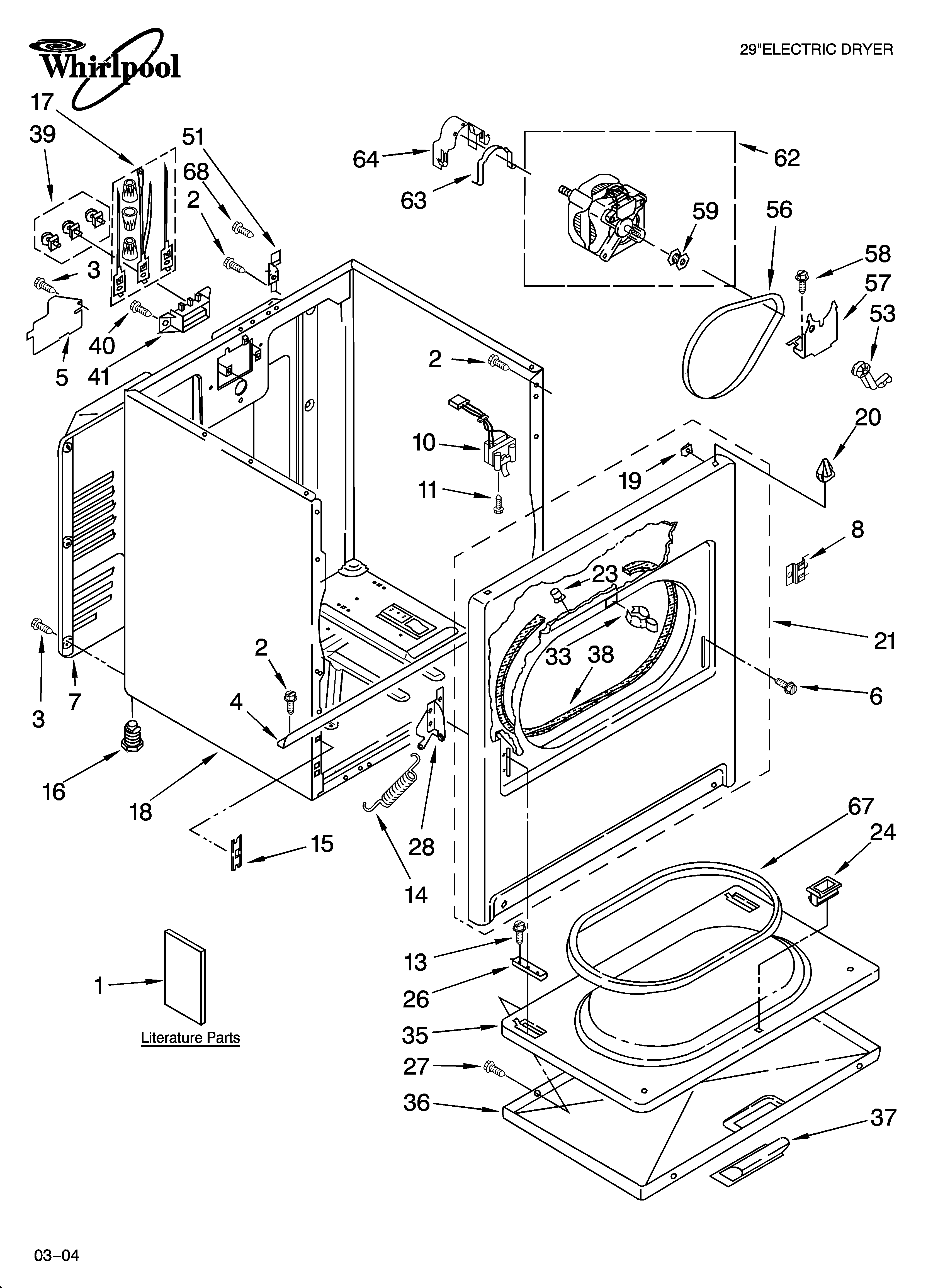 Whirlpool LER6620PQ0 cabinet parts diagram