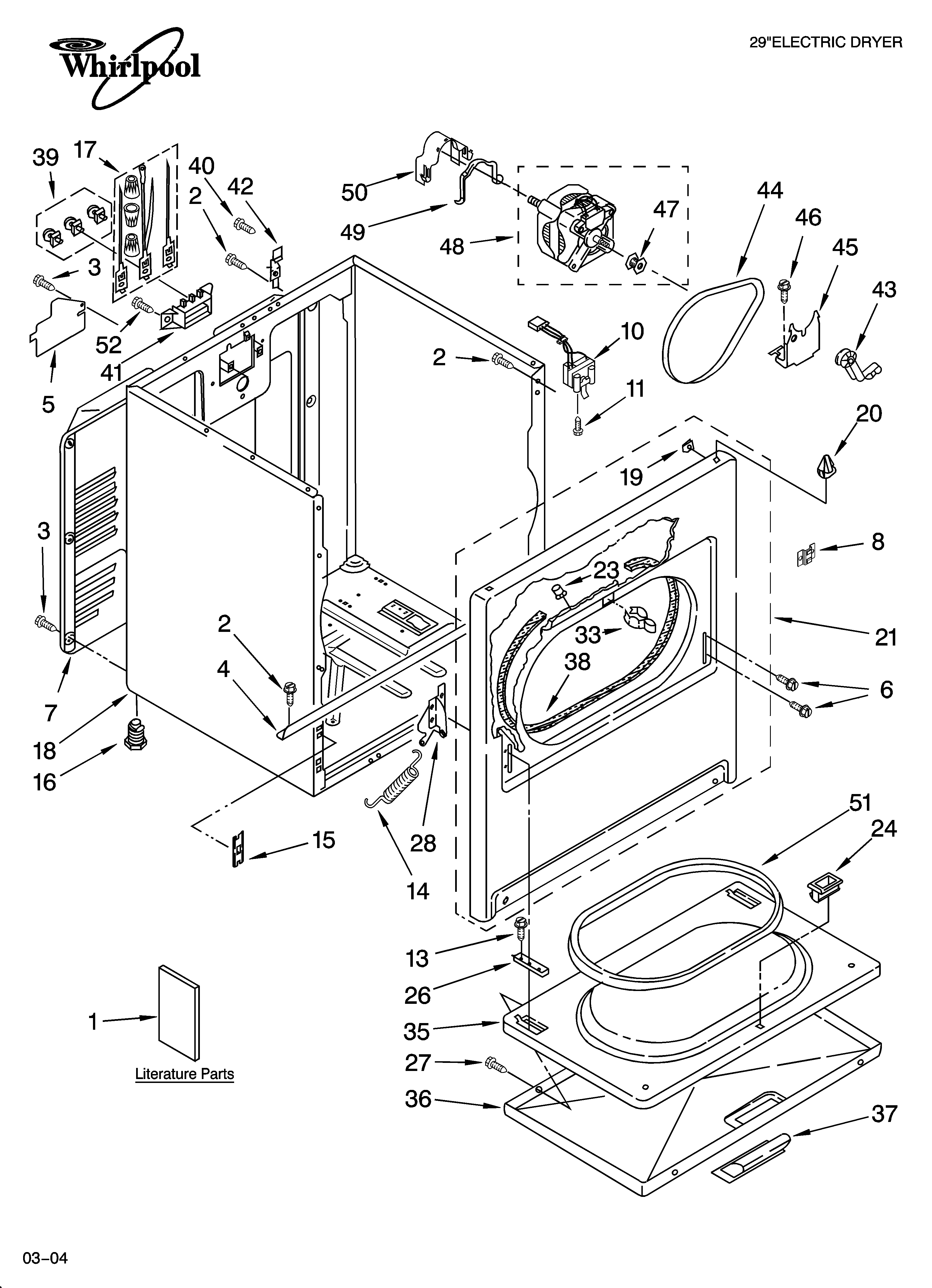 Whirlpool LER7620LG1 cabinet parts diagram