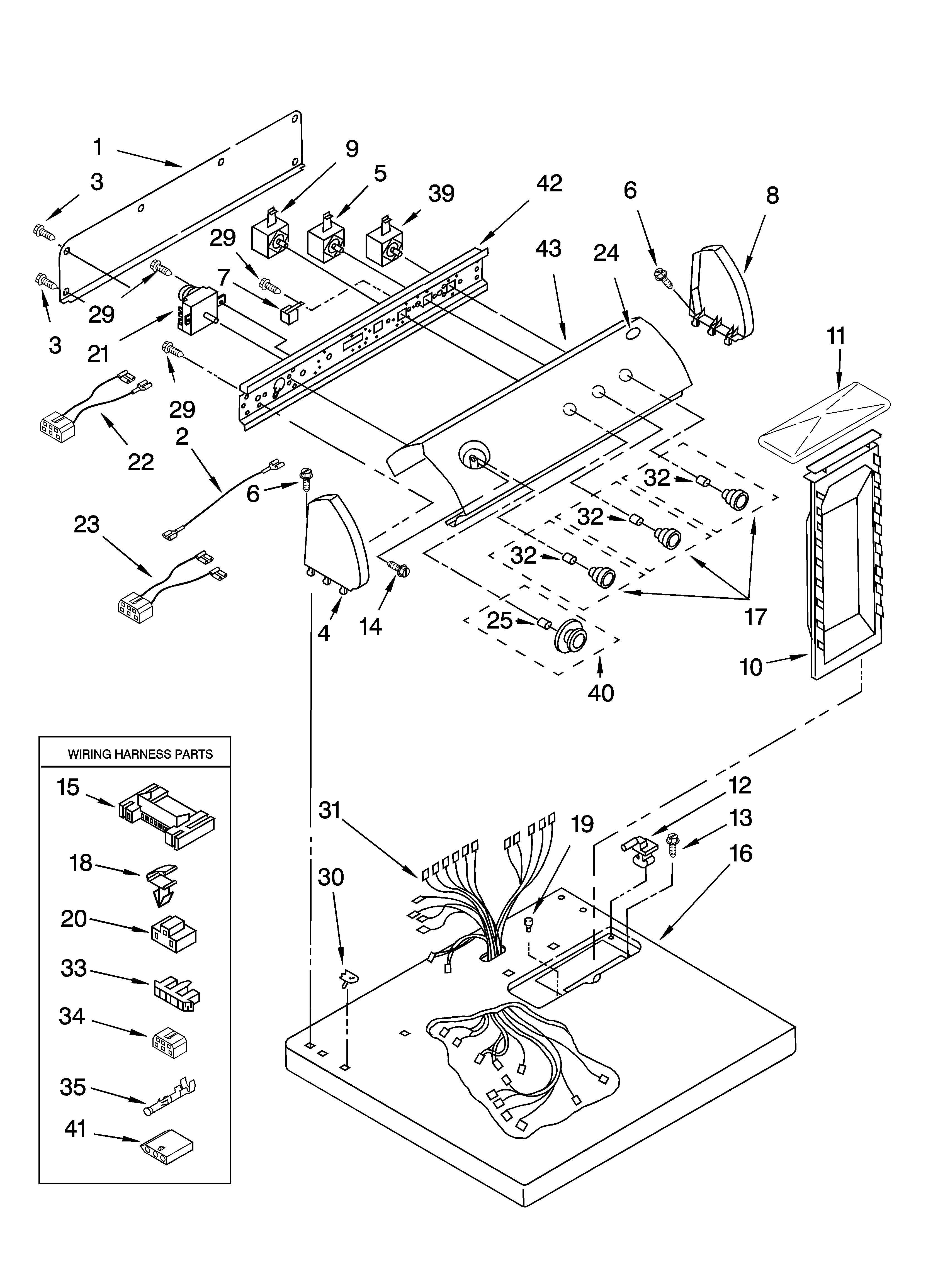 Whirlpool LER7620LG1 top and console parts diagram